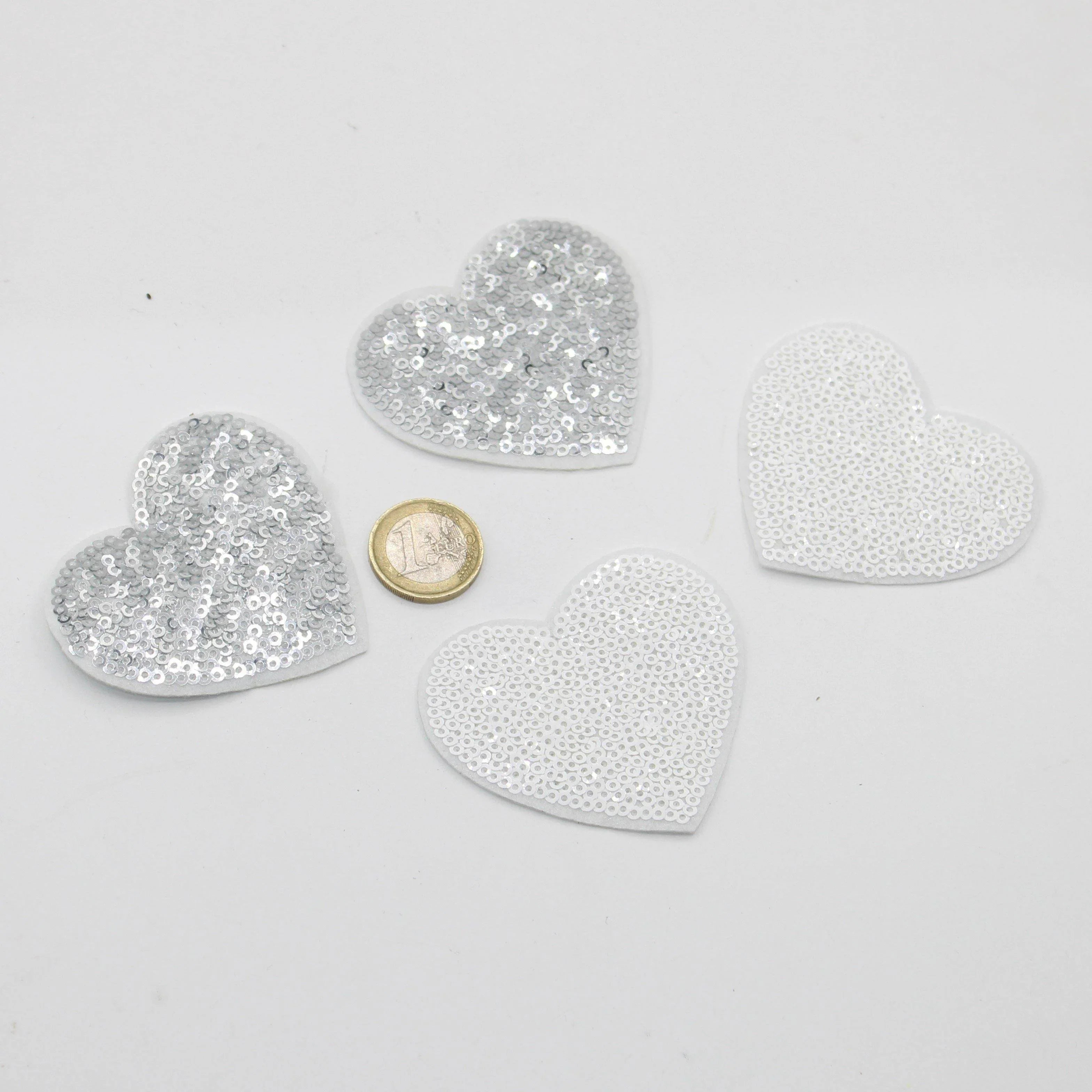 Set of 2 Heart Patches with Sequins Hotfix 6*7cm - ACCESSOIRES LEDUC BV