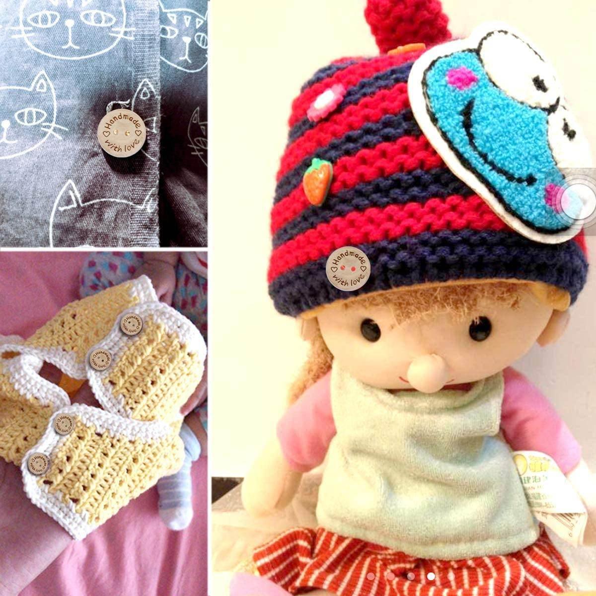 #HAB3000 Handmade 🤍 with Love 🤍 Wooden Buttons Box 140 pieces - ACCESSOIRES LEDUC BV