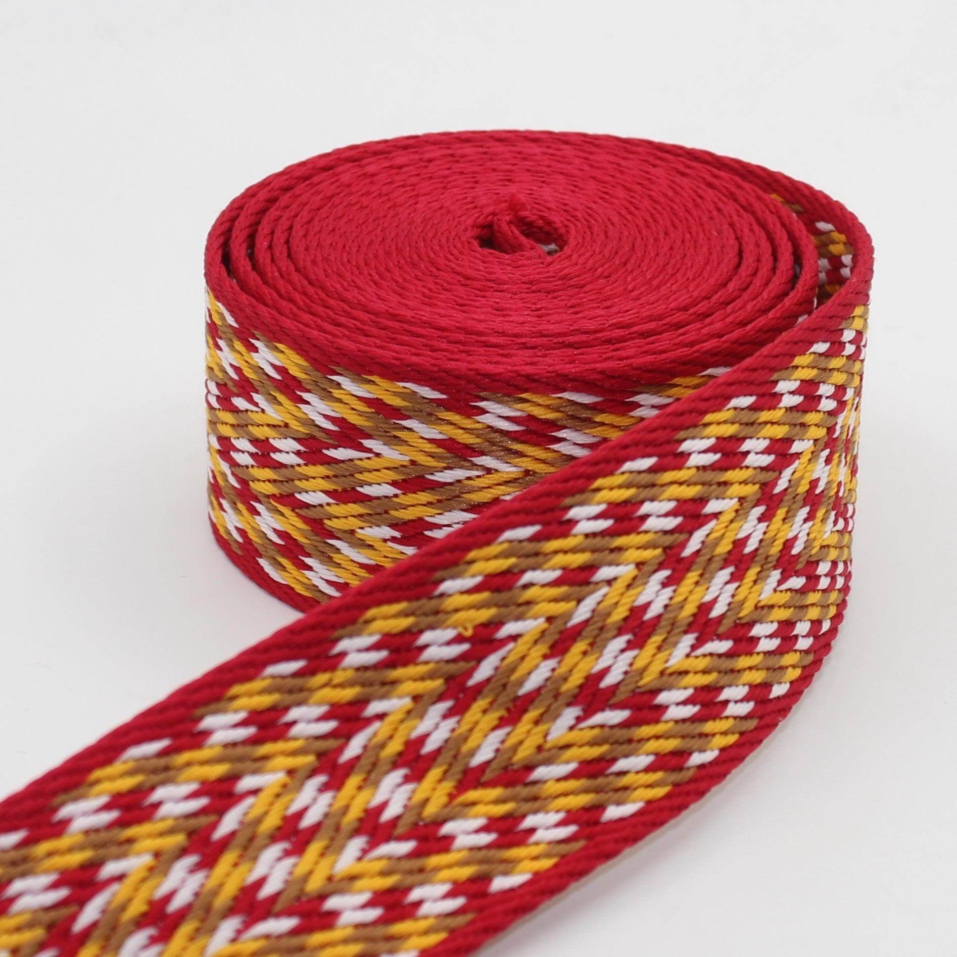 5 meters Webbing with Multicolored Braided Patterns 50mm #RUB3518 - ACCESSOIRES LEDUC BV