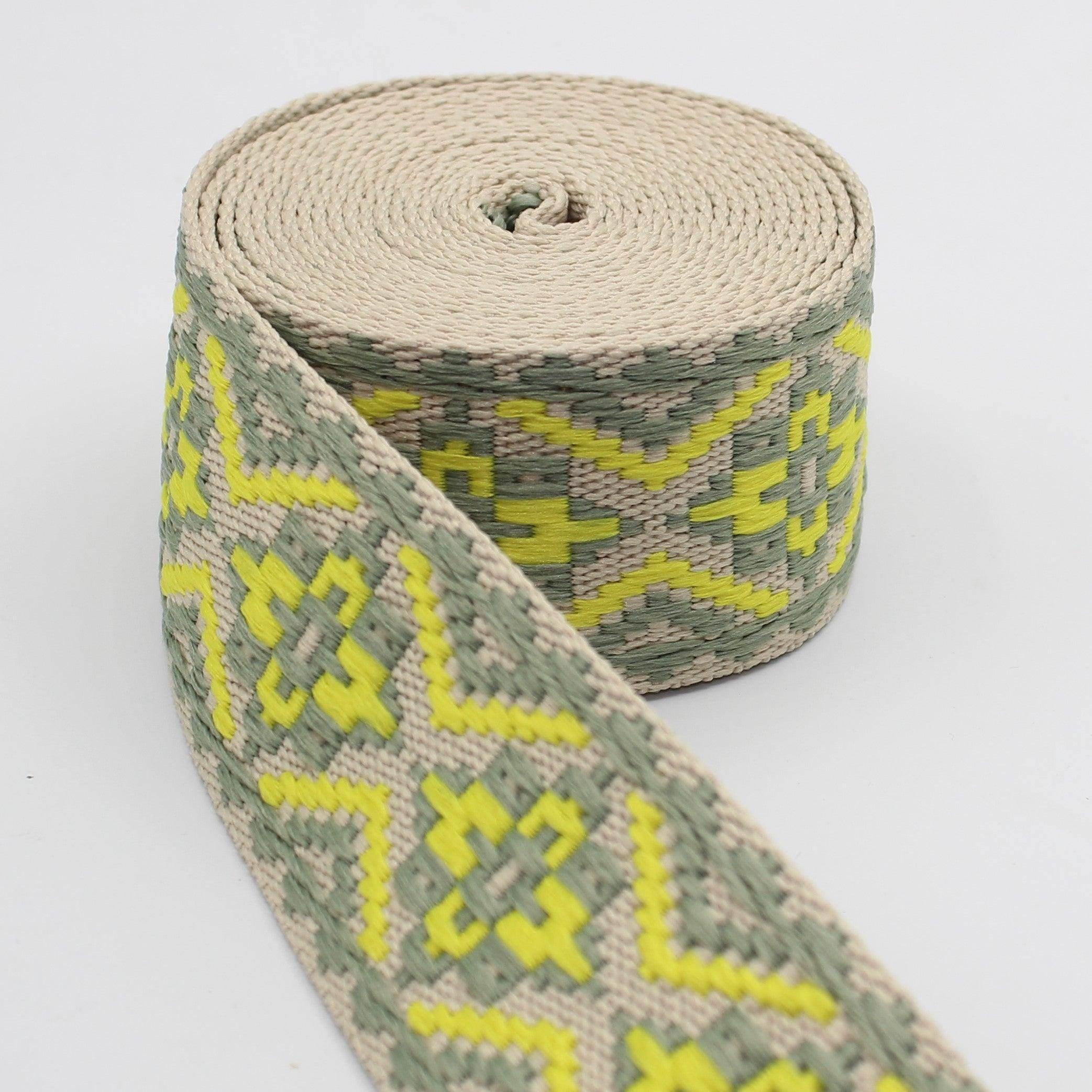 5 meters Webbing with Maya Geometric Pattern 50mm #RUB3512 - ACCESSOIRES LEDUC BV