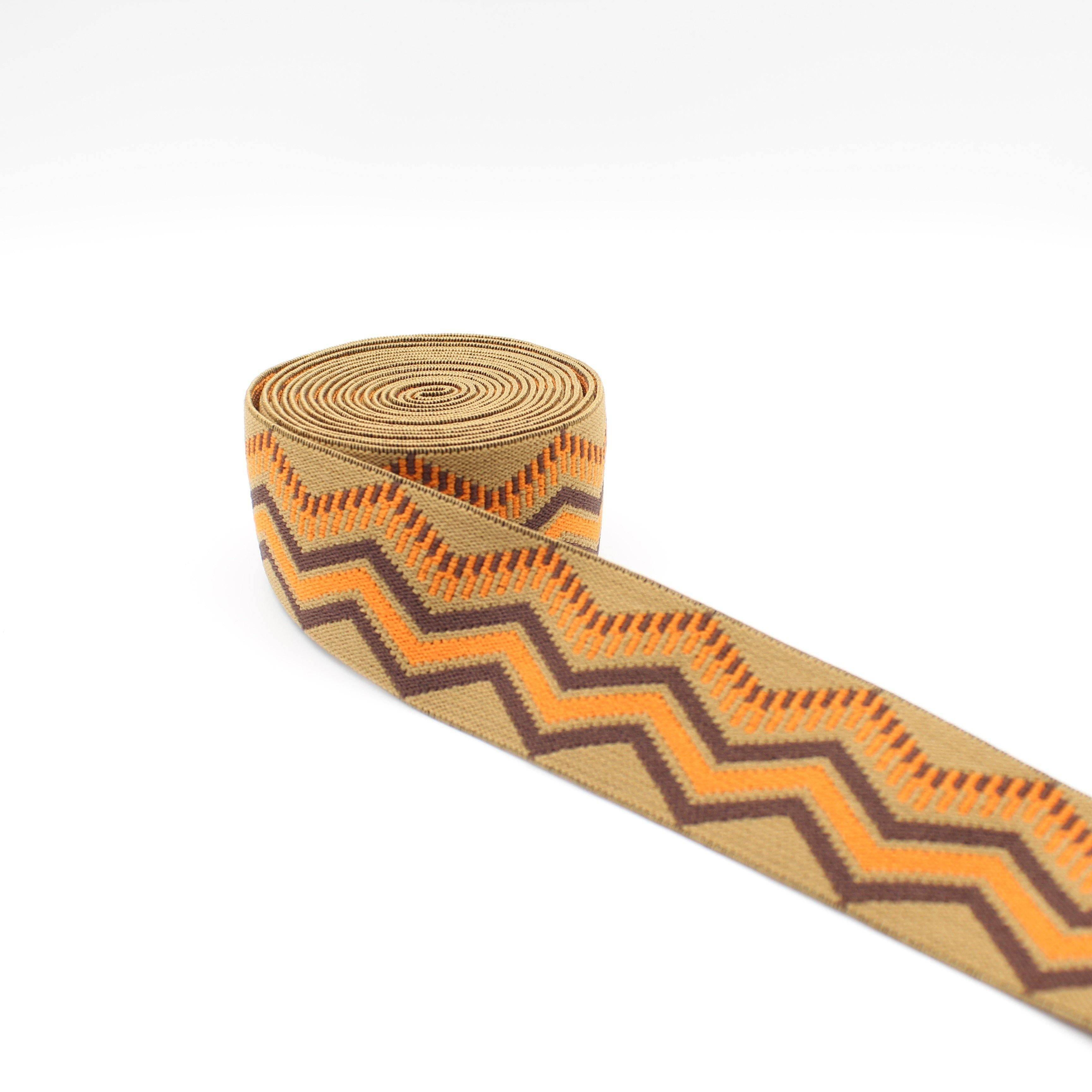 5 METERS - 40mm Ethnic zig zag Elastic #ELA2523 - ACCESSOIRES LEDUC BV