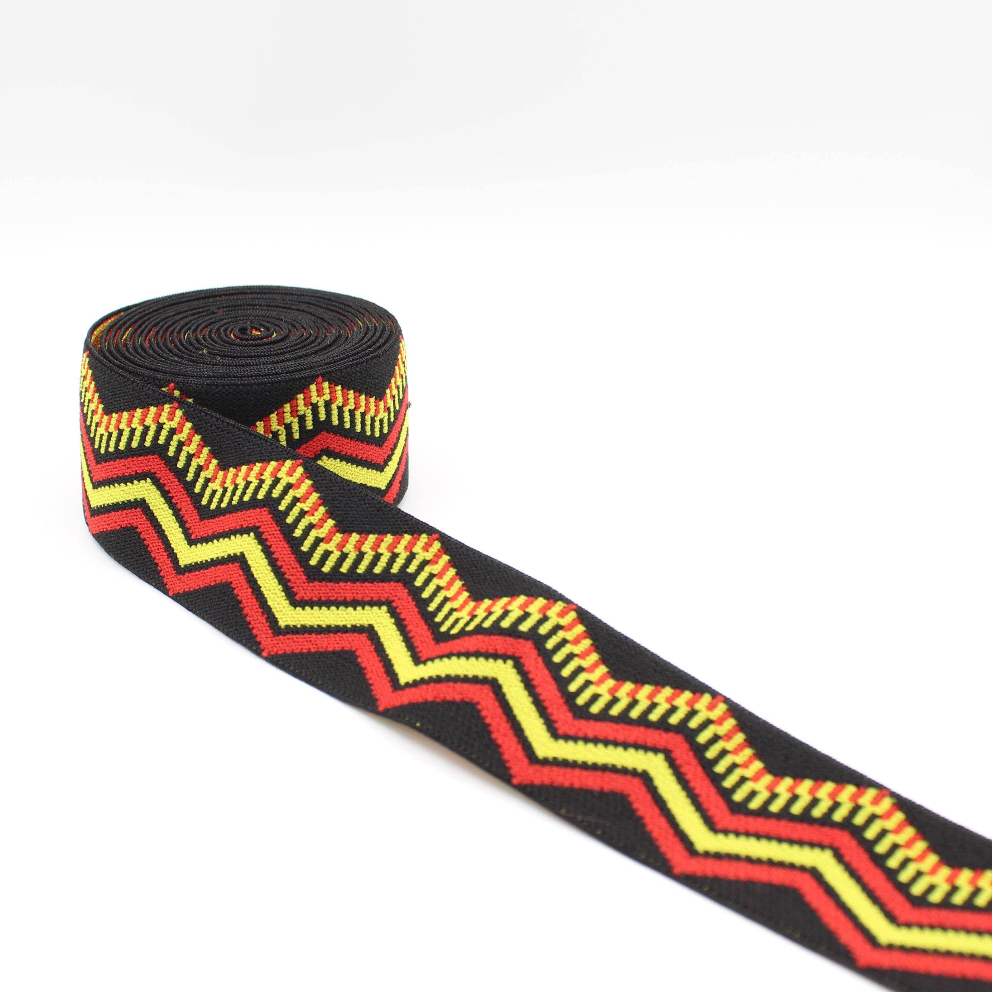 5 METERS - 40mm Ethnic zig zag Elastic #ELA2523 - ACCESSOIRES LEDUC BV