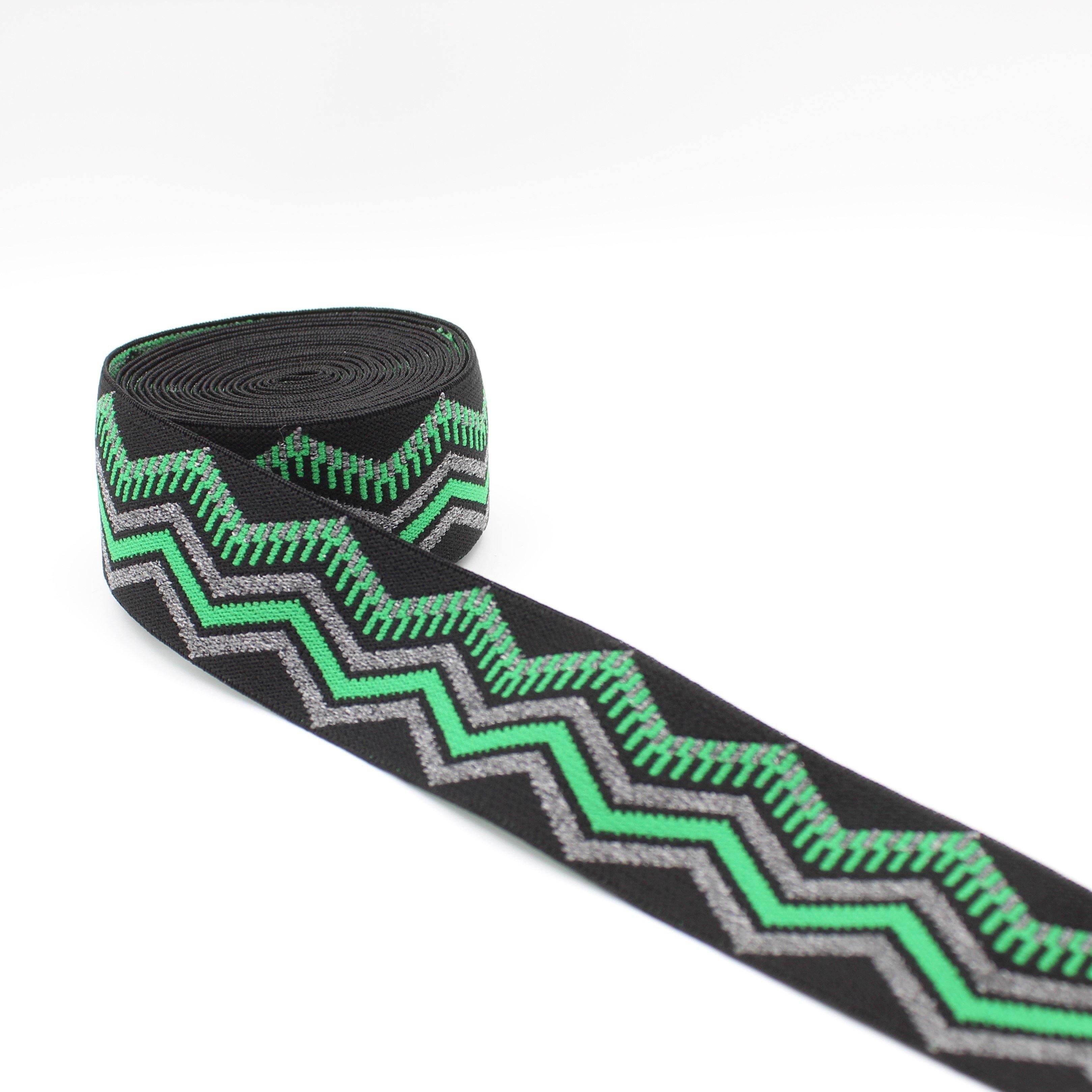 5 METERS - 40mm Ethnic zig zag Elastic #ELA2523 - ACCESSOIRES LEDUC BV