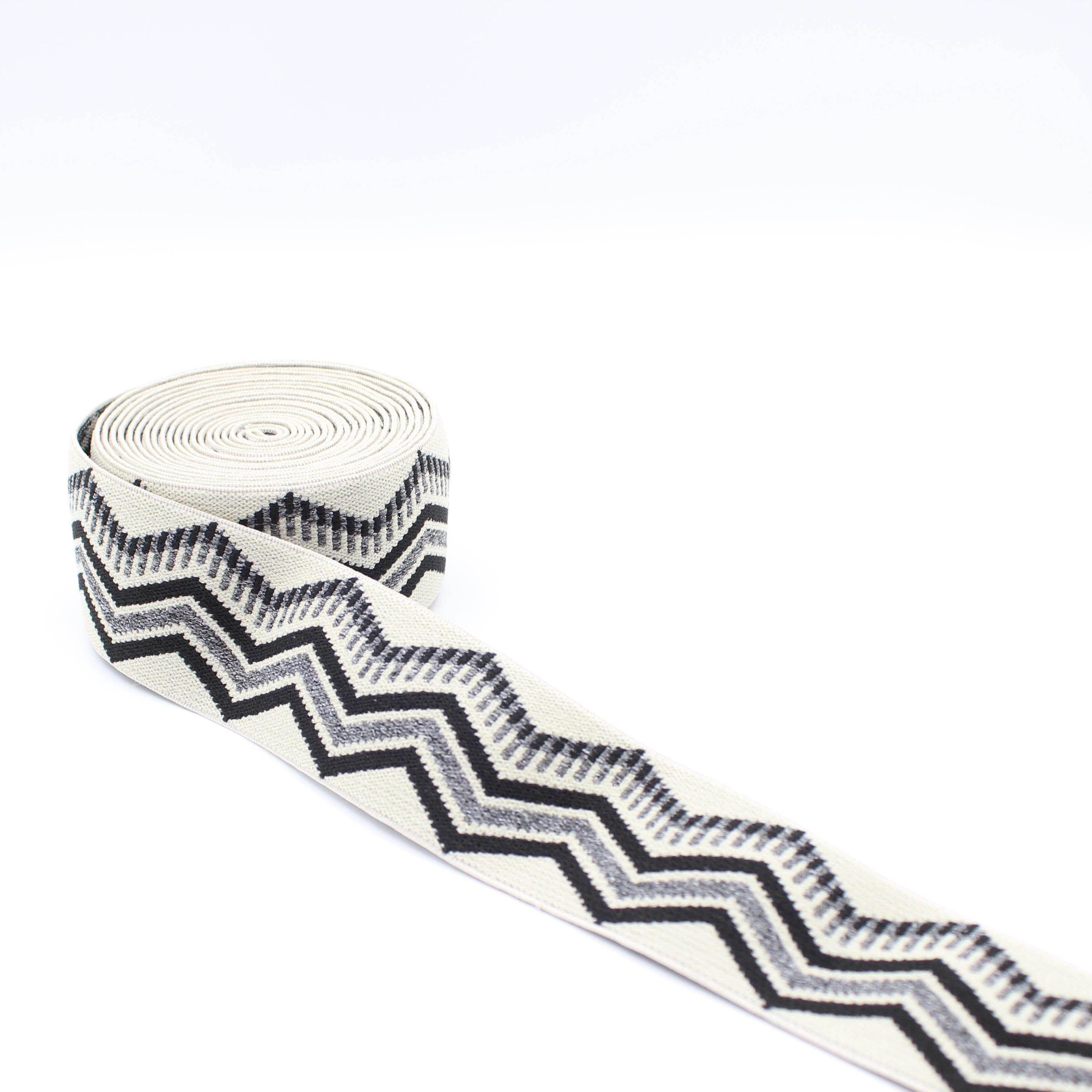 5 METERS - 40mm Ethnic zig zag Elastic #ELA2523 - ACCESSOIRES LEDUC BV