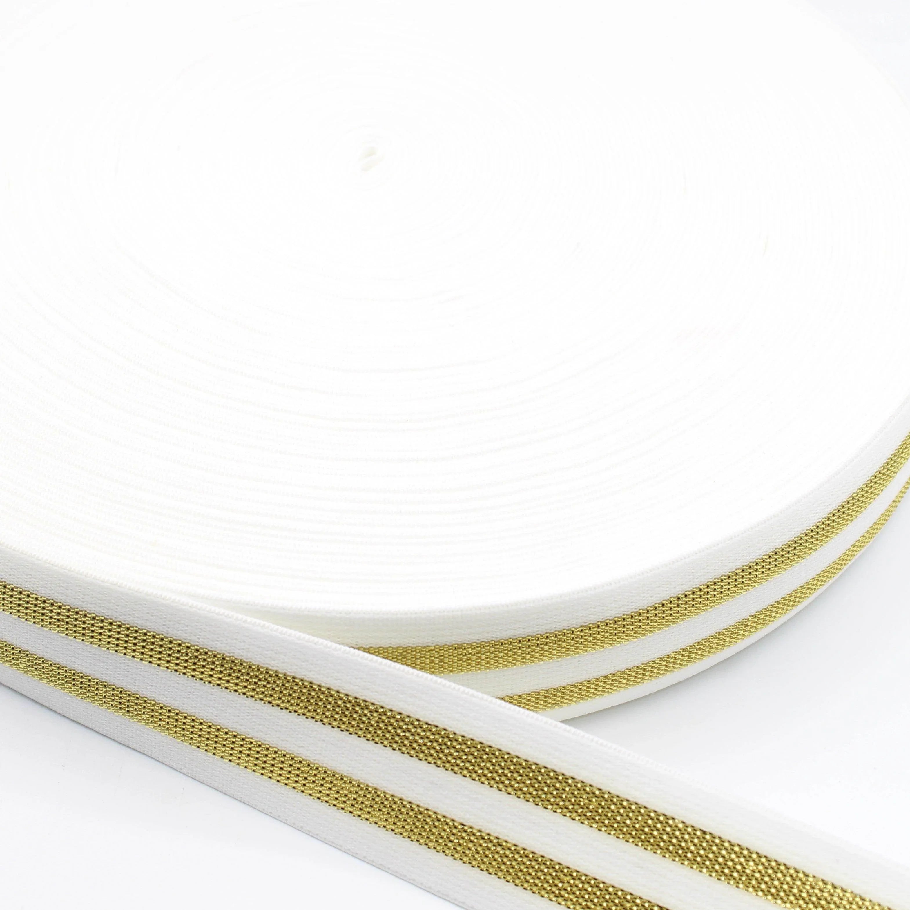 5 meters 40mm Elastic with 2 Lurex Stripes #ELA3521 - ACCESSOIRES LEDUC BV