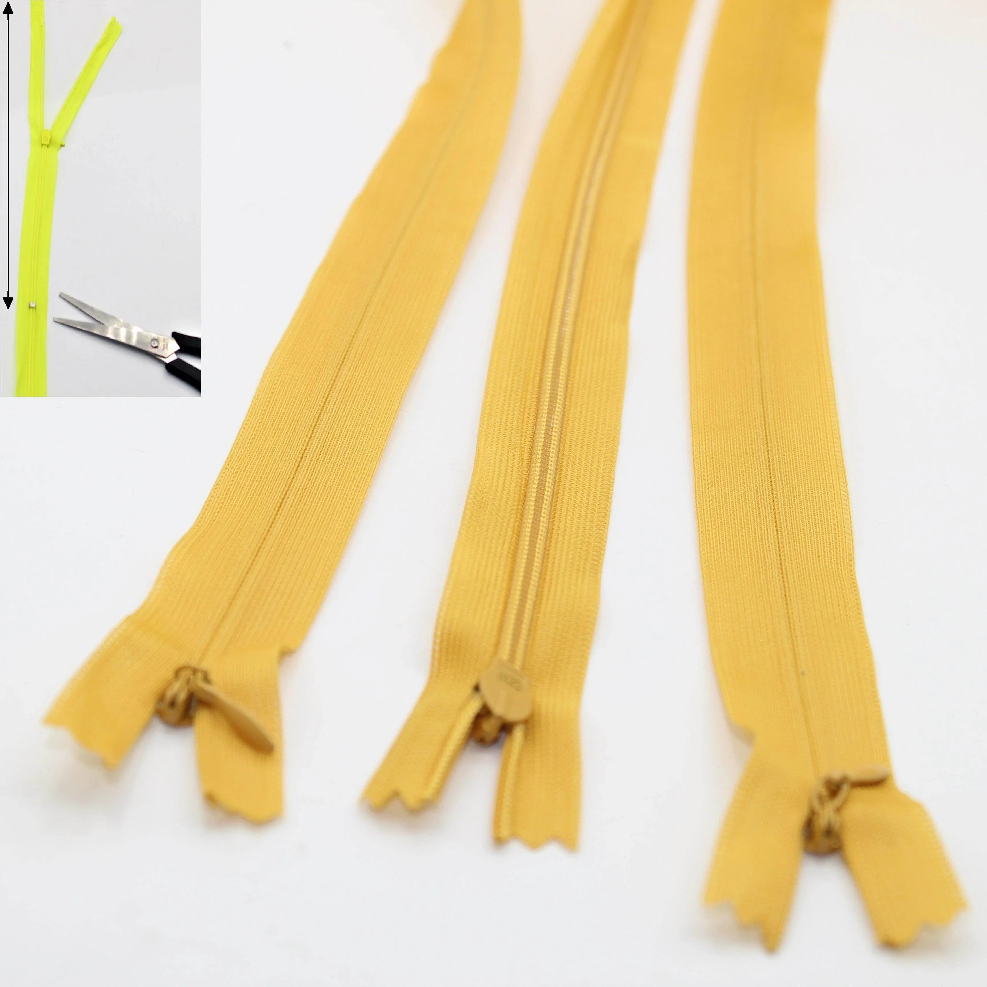 3 Adjustable Invisible Zippers (concealed) length up to 60cm #ZIG60ADJ - ACCESSOIRES LEDUC BV