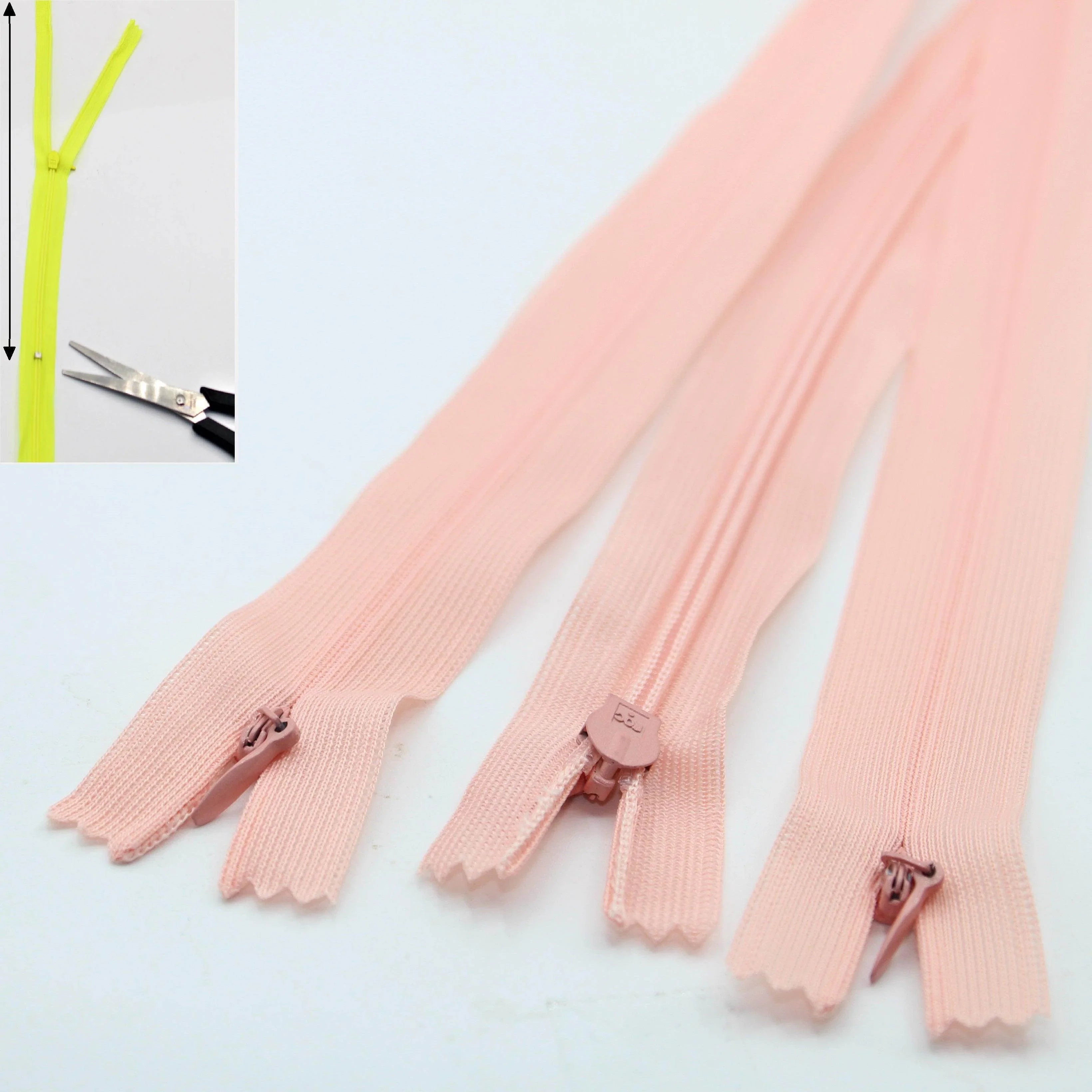 3 Adjustable Invisible Zippers (concealed) length up to 60cm #ZIG60ADJ - ACCESSOIRES LEDUC BV