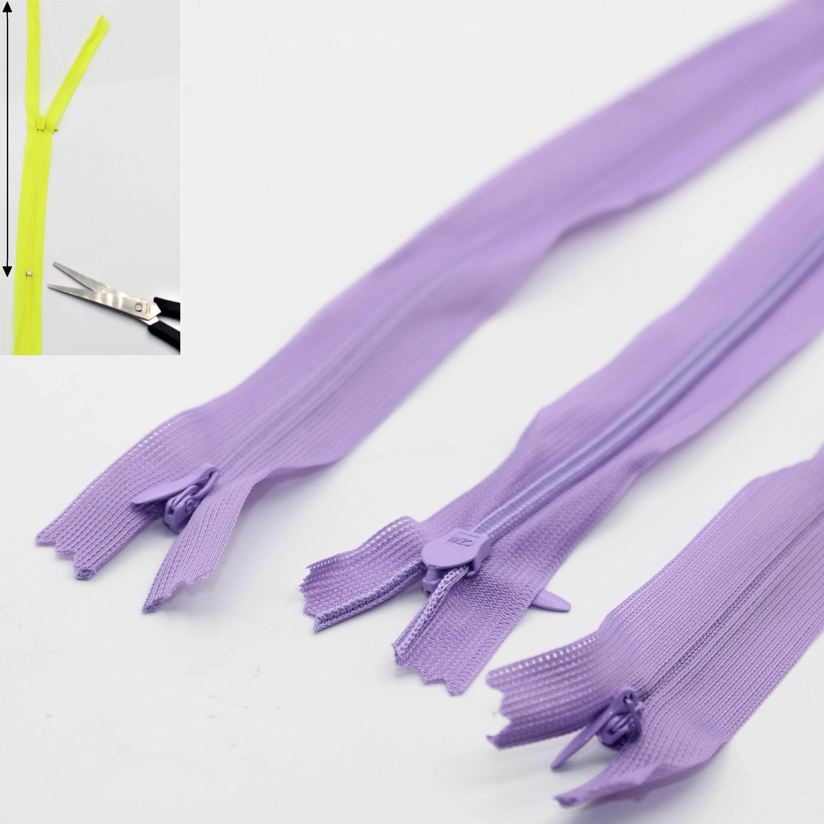 3 Adjustable Invisible Zippers (concealed) length up to 60cm #ZIG60ADJ - ACCESSOIRES LEDUC BV