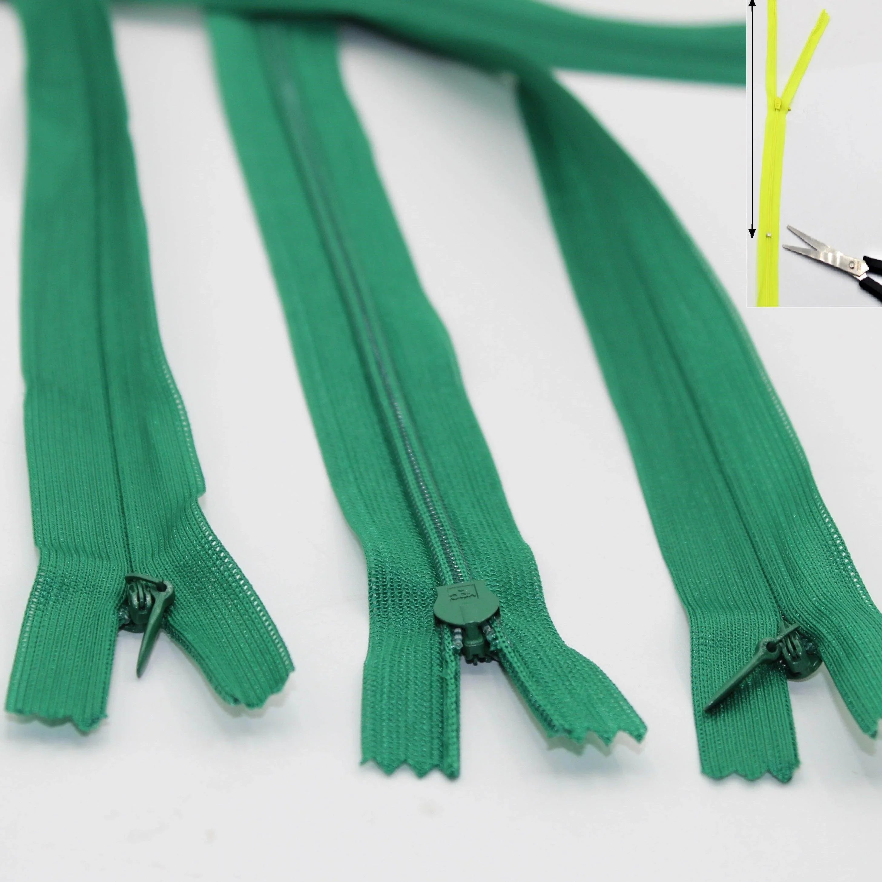 3 Adjustable Invisible Zippers (concealed) length up to 60cm #ZIG60ADJ - ACCESSOIRES LEDUC BV