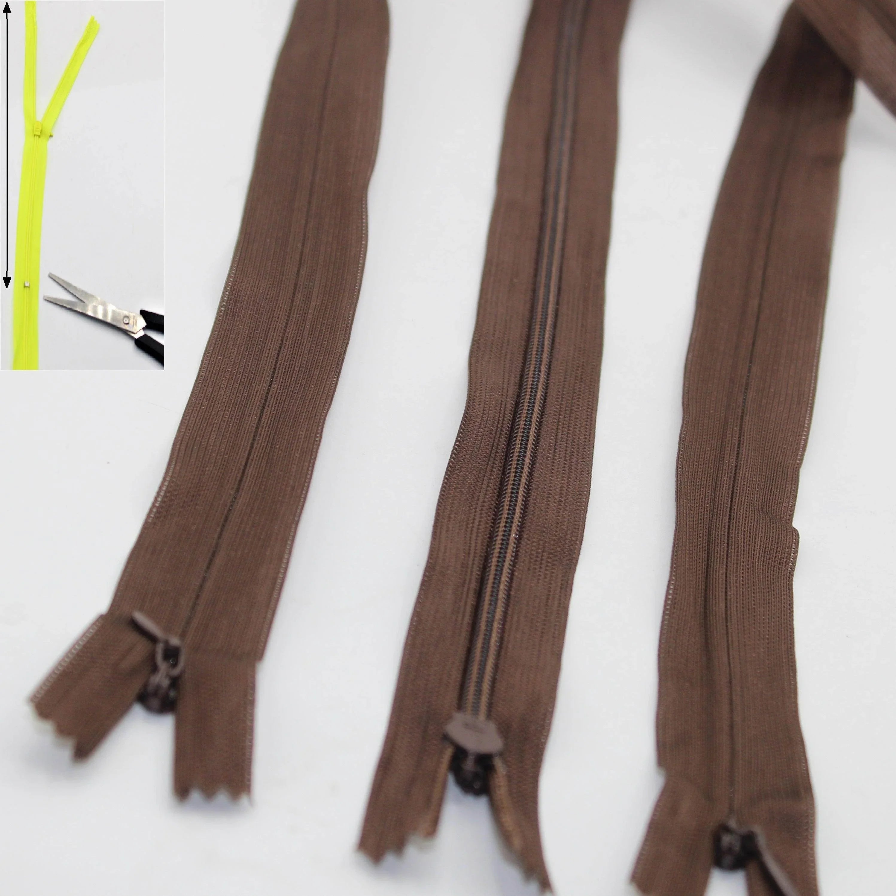 3 Adjustable Invisible Zippers (concealed) length up to 60cm #ZIG60ADJ - ACCESSOIRES LEDUC BV