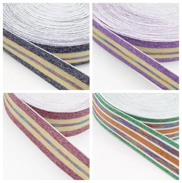 5 METERS - 40mm Lurex Elastic Striped Multicolour #ELA2064-#ELA2065 - ACCESSOIRES LEDUC BV