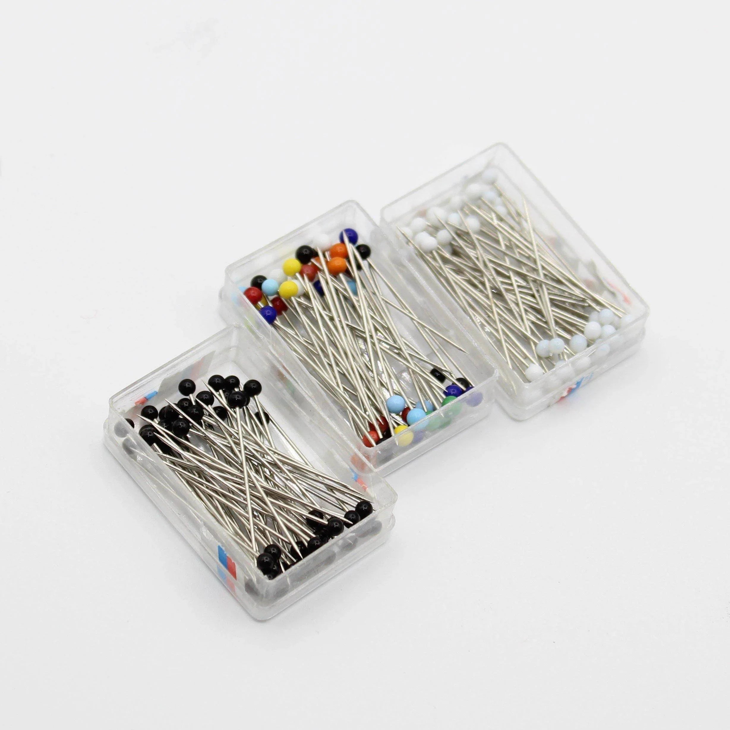 Glass Head Pins 0.65*30mm - 3 small boxes (Black / White / Multicolour) - ACCESSOIRES LEDUC BV