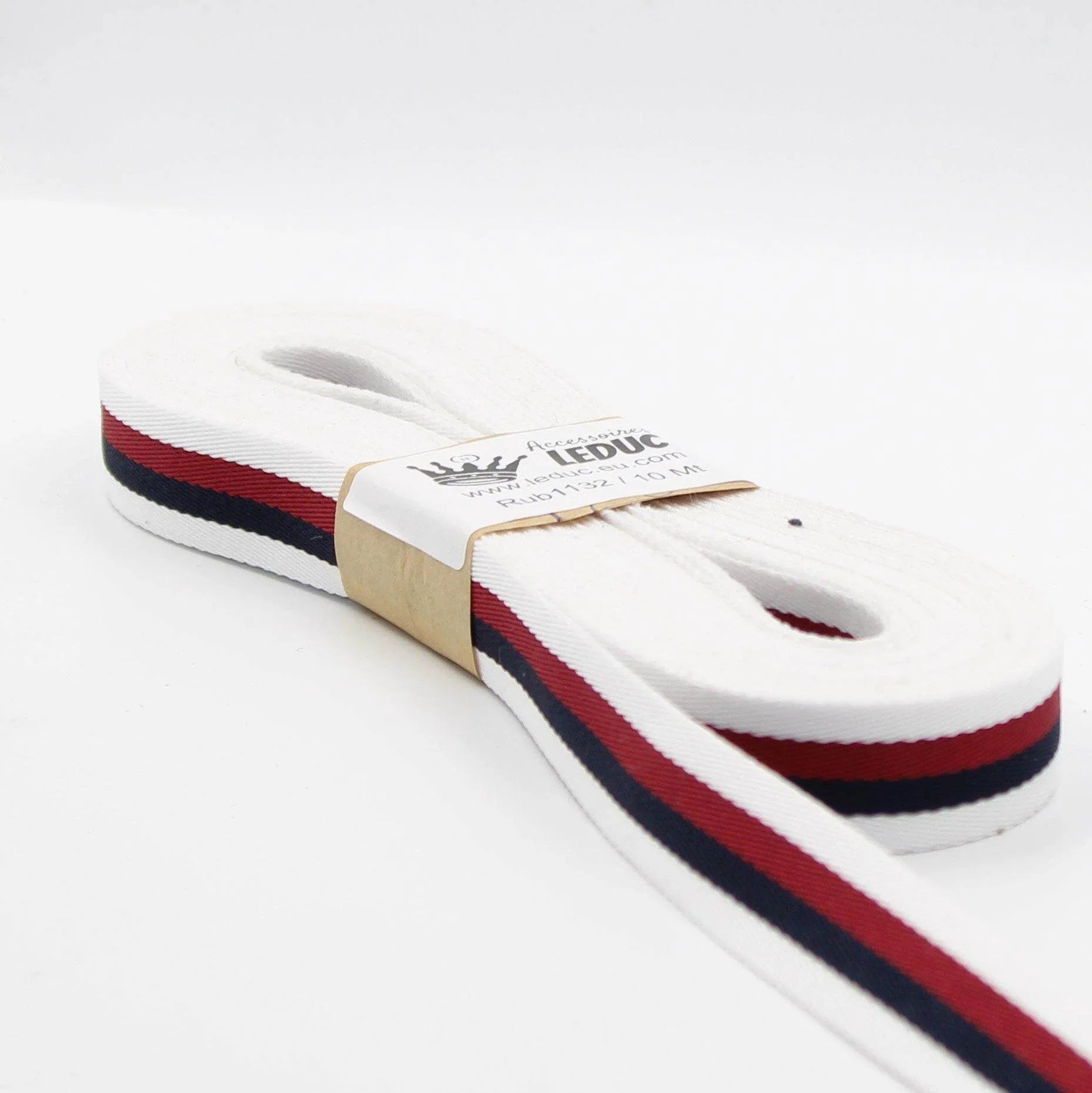 20mm White / Navy / Red / White Ribbon **10 Meters** - ACCESSOIRES LEDUC BV