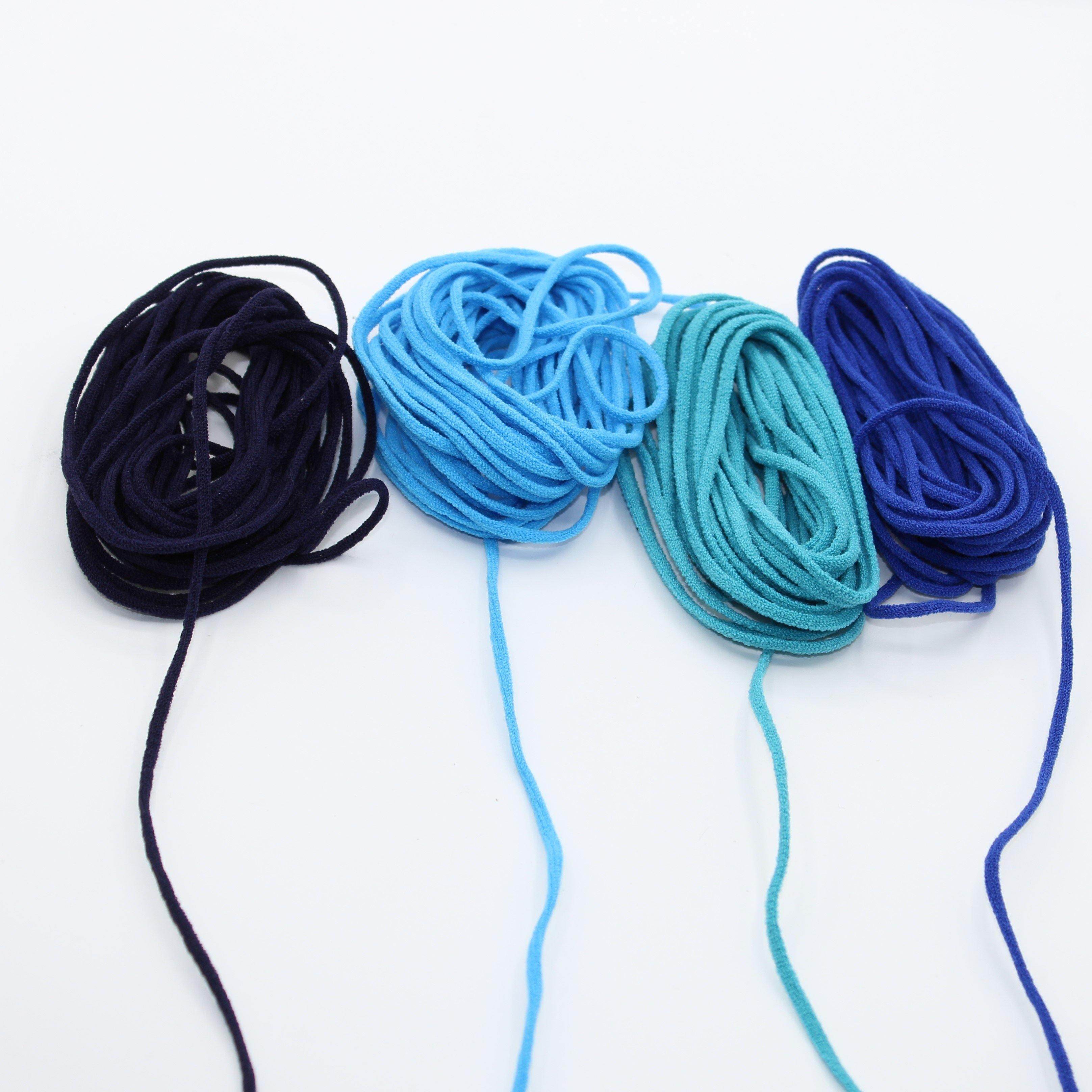 4 x 4 METERS - COLOURED Soft Elastic Cord for Masks - 4 Colours - ACCESSOIRES LEDUC BV
