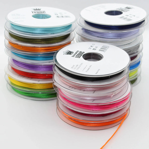 25 METERS - coloured rat tail 2MM - 100% Polyester - Made in Italy - ACCESSOIRES LEDUC BV