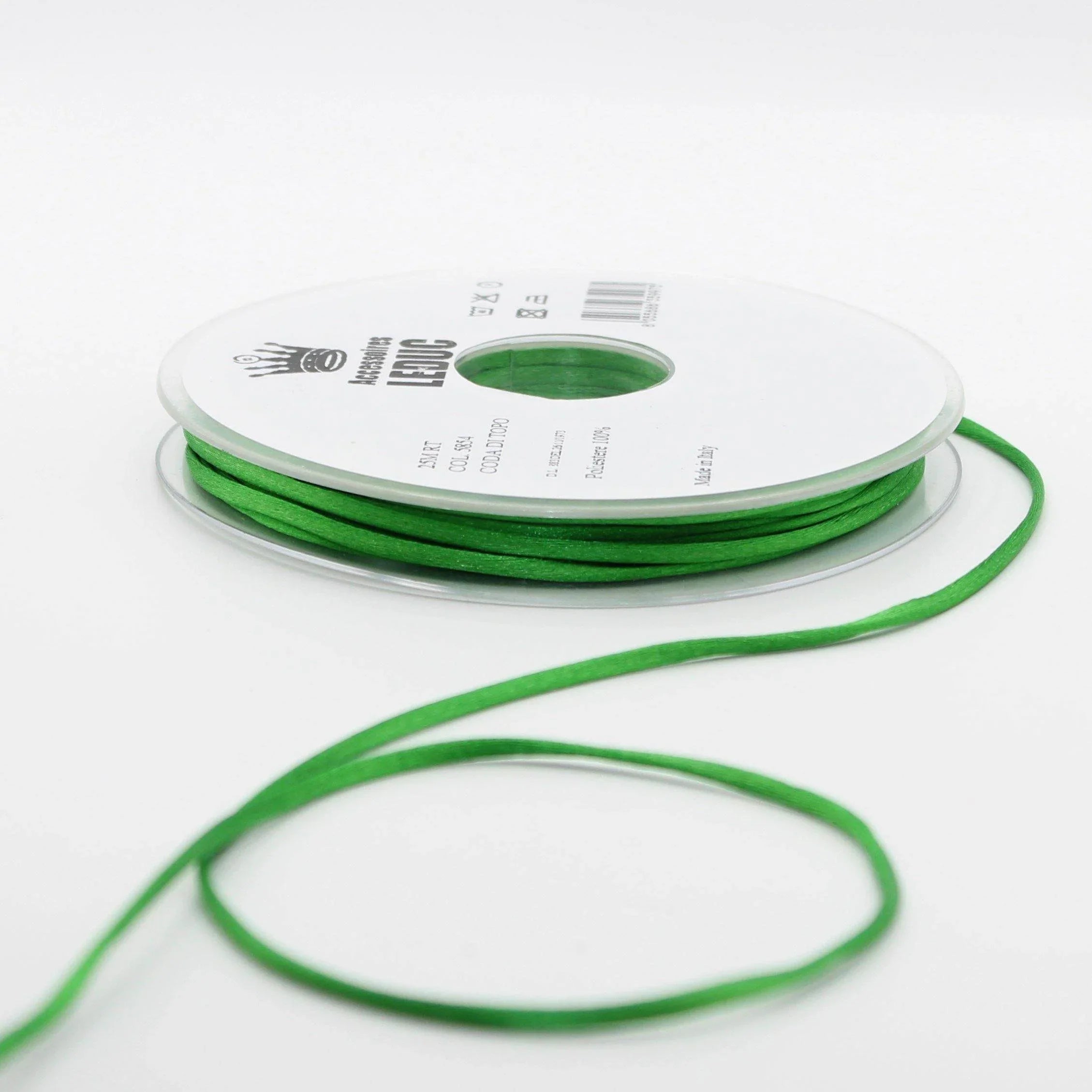 25 METERS - coloured rat tail 2MM - 100% Polyester - Made in Italy - ACCESSOIRES LEDUC BV