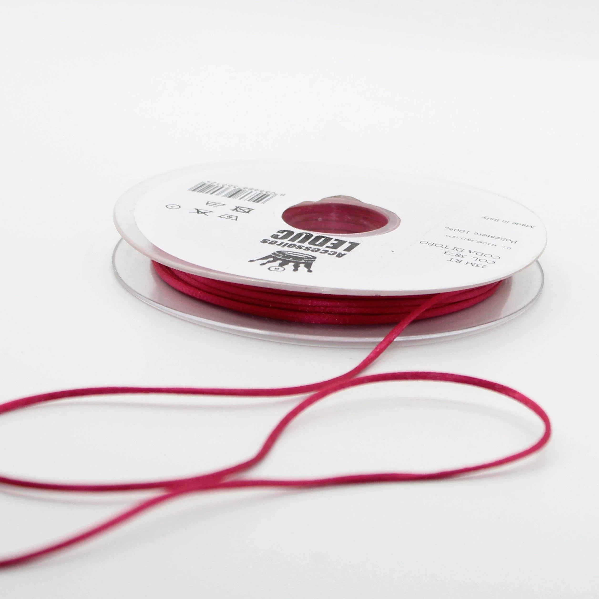 25 METERS - coloured rat tail 2MM - 100% Polyester - Made in Italy - ACCESSOIRES LEDUC BV