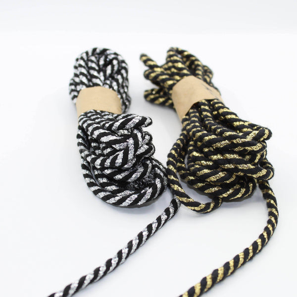 Black + Lurex Cord 6mm - 5 meters - ACCESSOIRES LEDUC BV