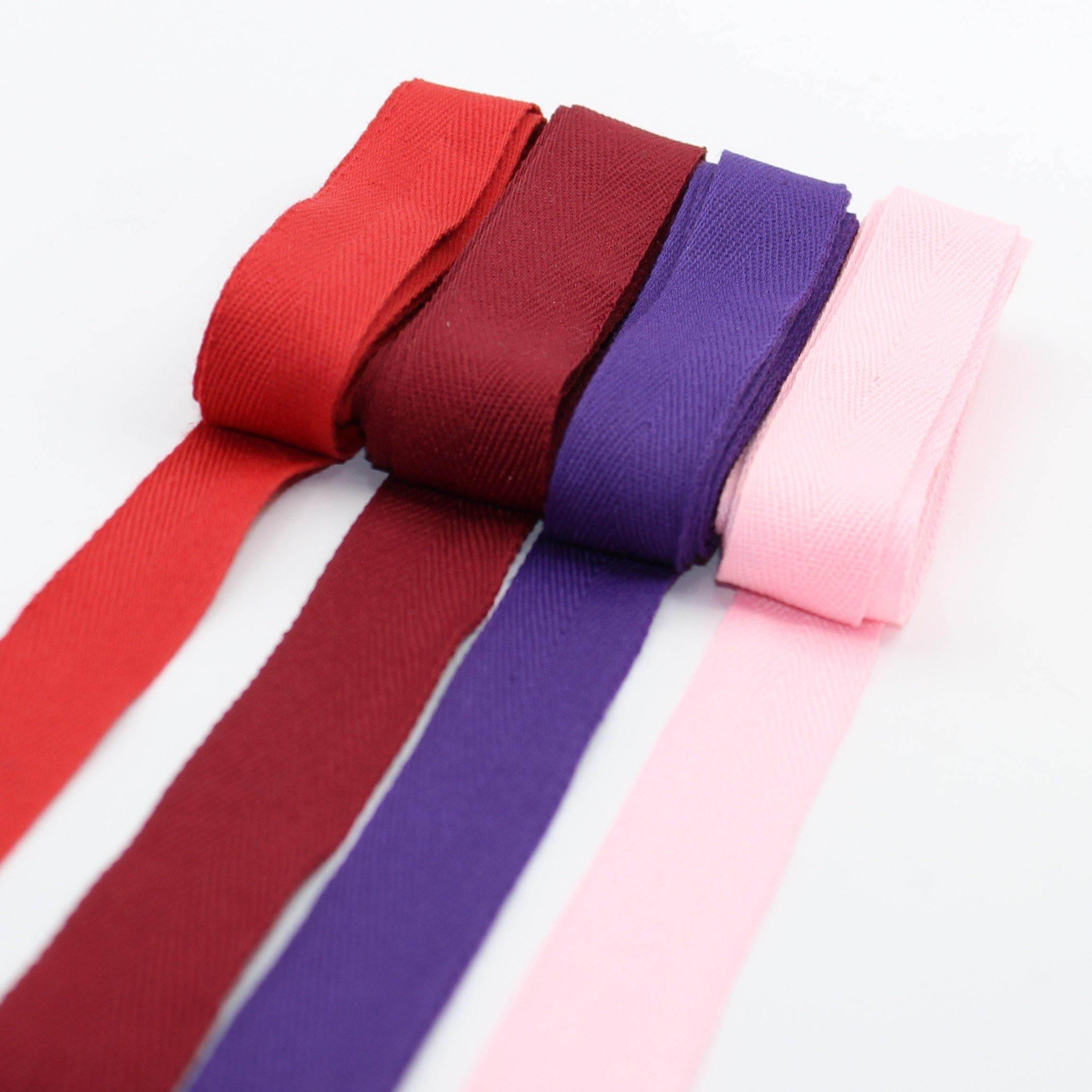 *** 5 METERS *** 20MM COLOURED SOFT COTTON HERRINGBONE - ACCESSOIRES LEDUC BV