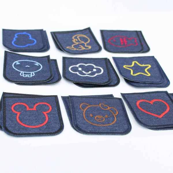 3 Pairs Denim Children Elbow/Knee Patches - Iron-on - 100mm x 75mm #HAB1x003 - ACCESSOIRES LEDUC BV