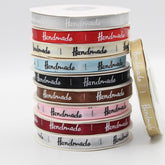 22 meters Roll of Satin Tape 10mm Labels , Printed "Handmade" - ACCESSOIRES LEDUC