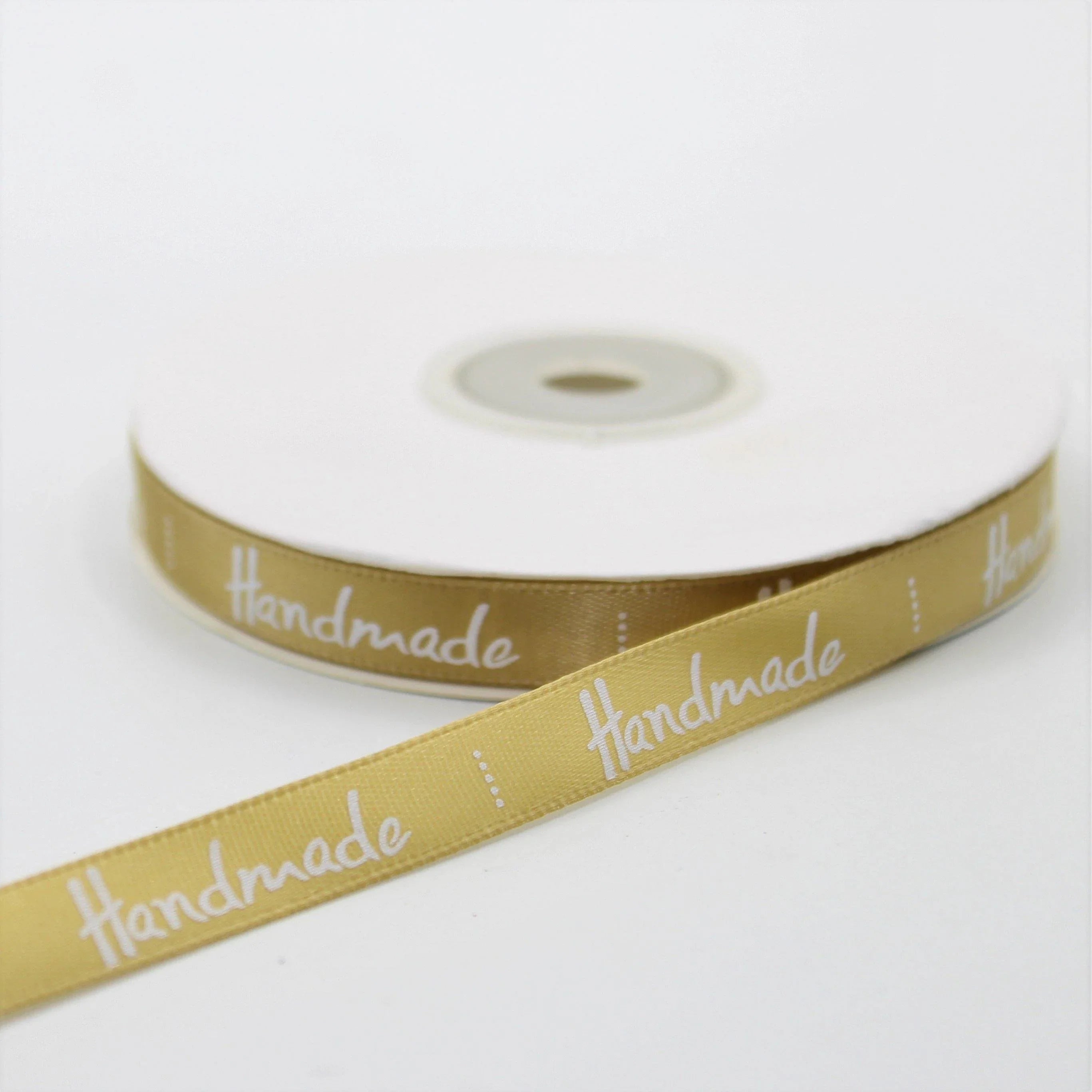 22 meters Roll of Satin Tape 10mm Labels , Printed "Handmade" - ACCESSOIRES LEDUC