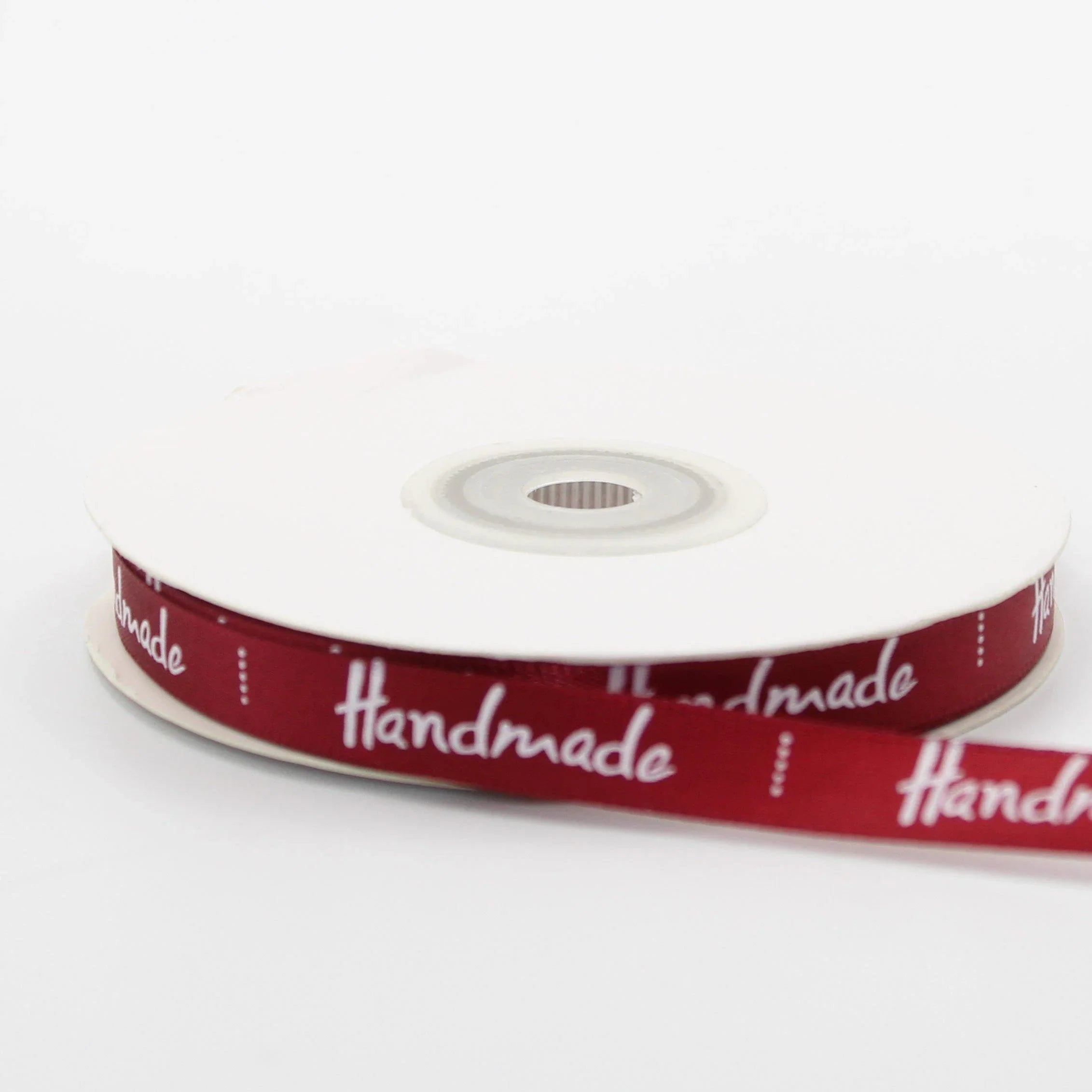 22 meters Roll of Satin Tape 10mm Labels , Printed "Handmade" - ACCESSOIRES LEDUC