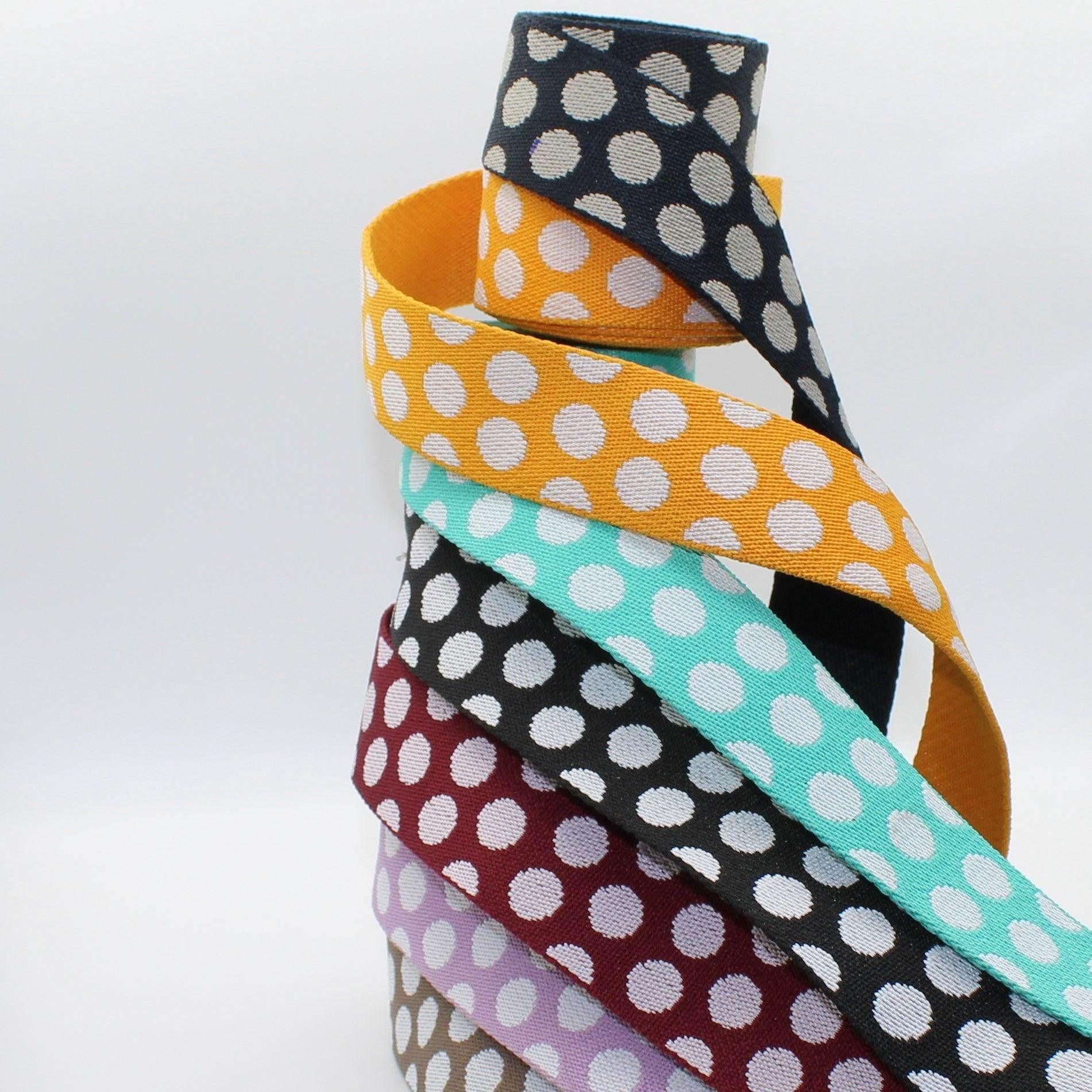 5 meters Polka Dots Webbing 36mm #RUB1933 - ACCESSOIRES LEDUC BV