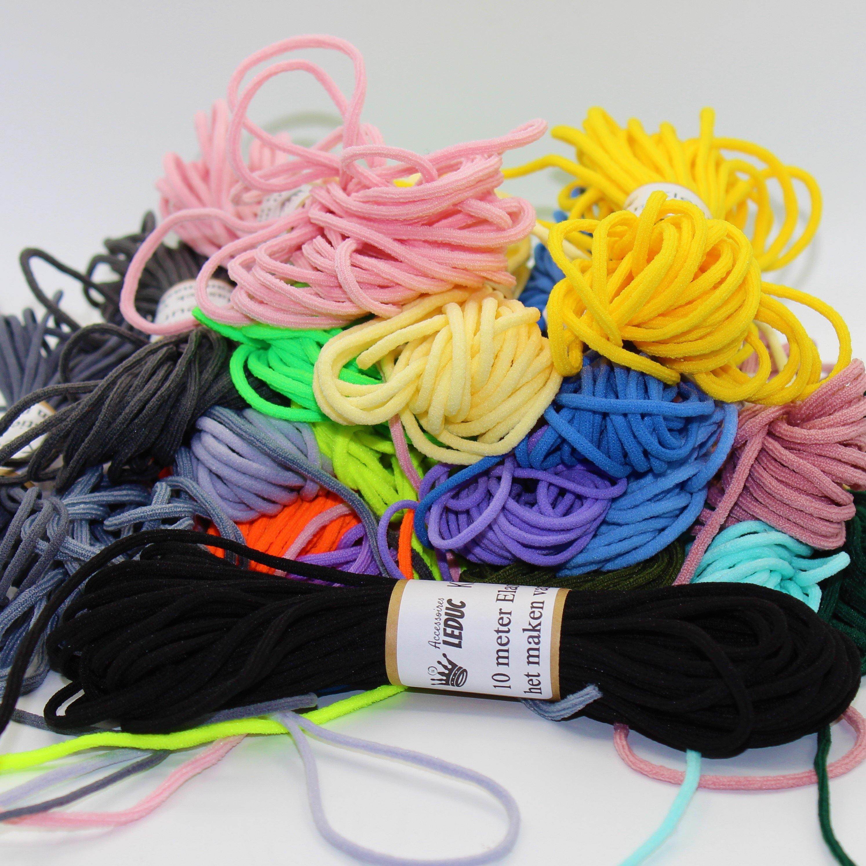10 meters soft coloured elastic for masks 3mm - ACCESSOIRES LEDUC BV