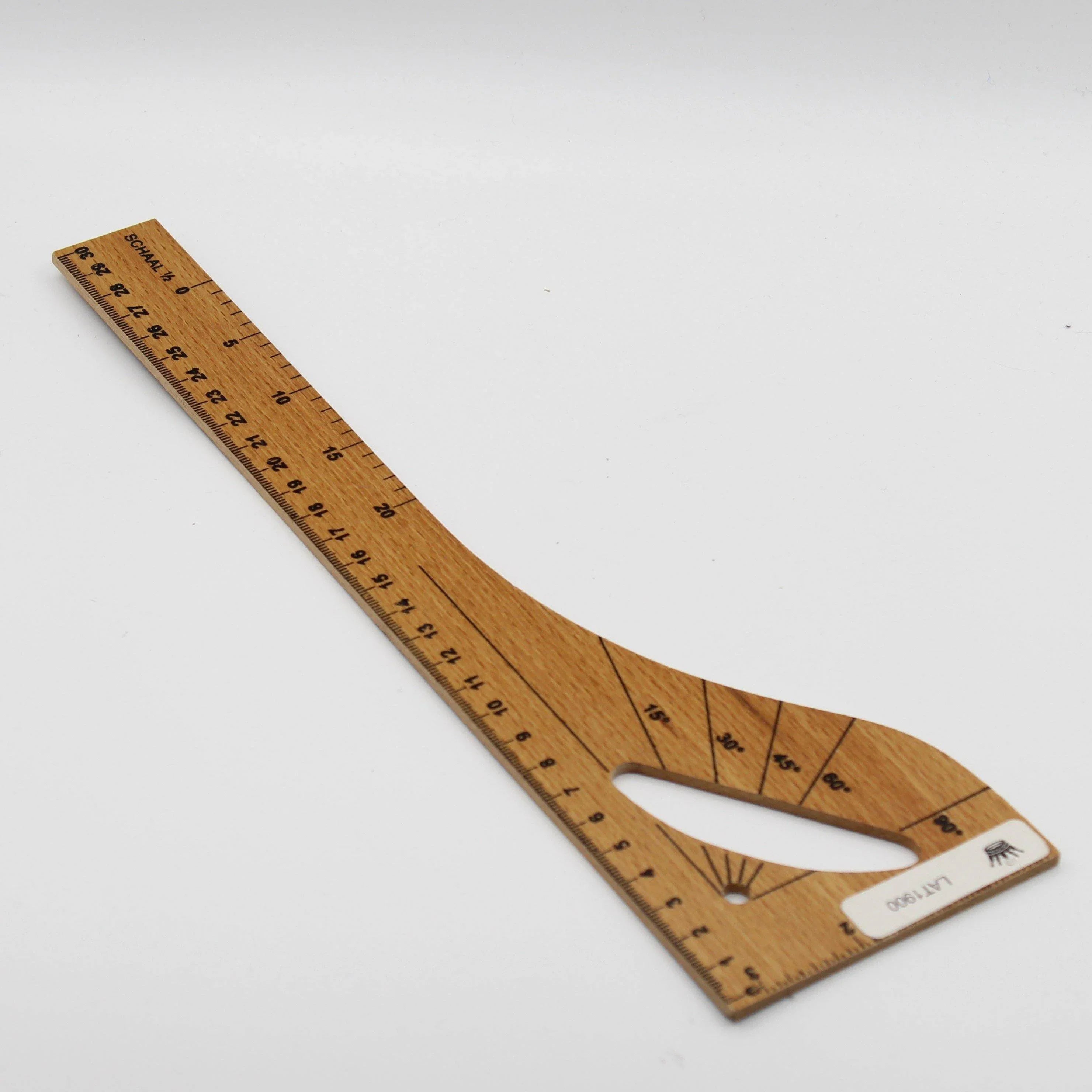 wooden ruler with marking in cm, inches and degrees (little) - ACCESSOIRES LEDUC BV