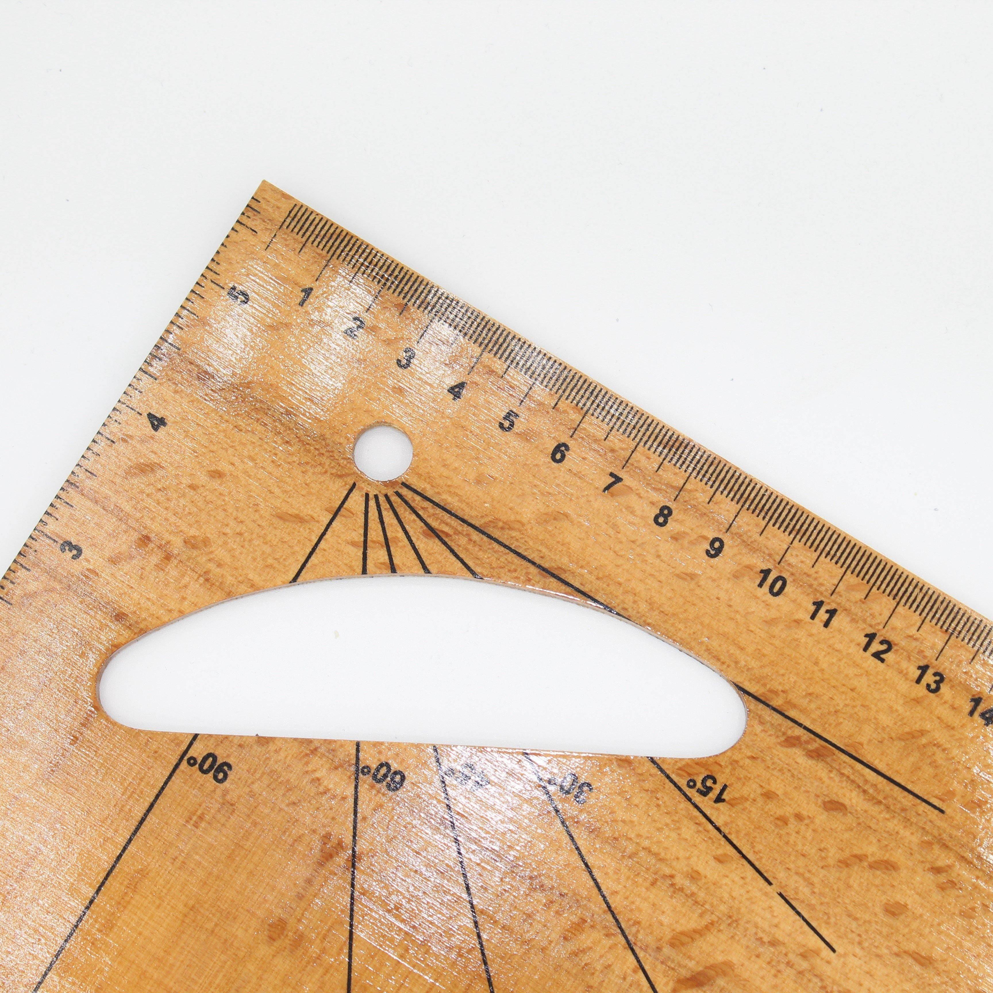 wooden ruler with marking in cm, inches and degrees (big) - ACCESSOIRES LEDUC BV