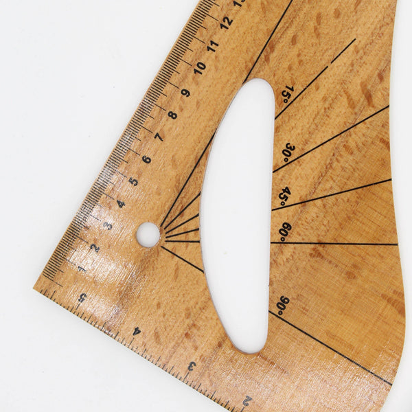 wooden ruler with marking in cm, inches and degrees (big) - ACCESSOIRES LEDUC BV