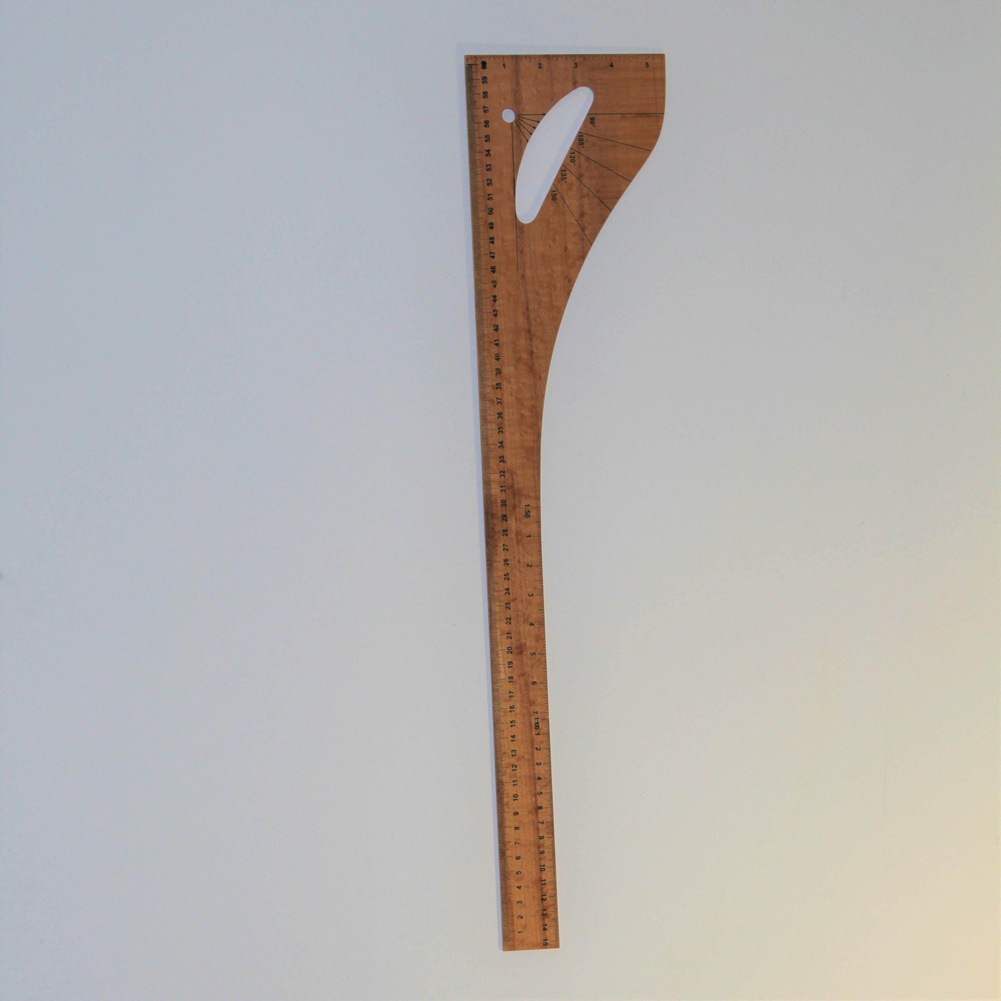 wooden ruler with marking in cm, inches and degrees (big) - ACCESSOIRES LEDUC BV