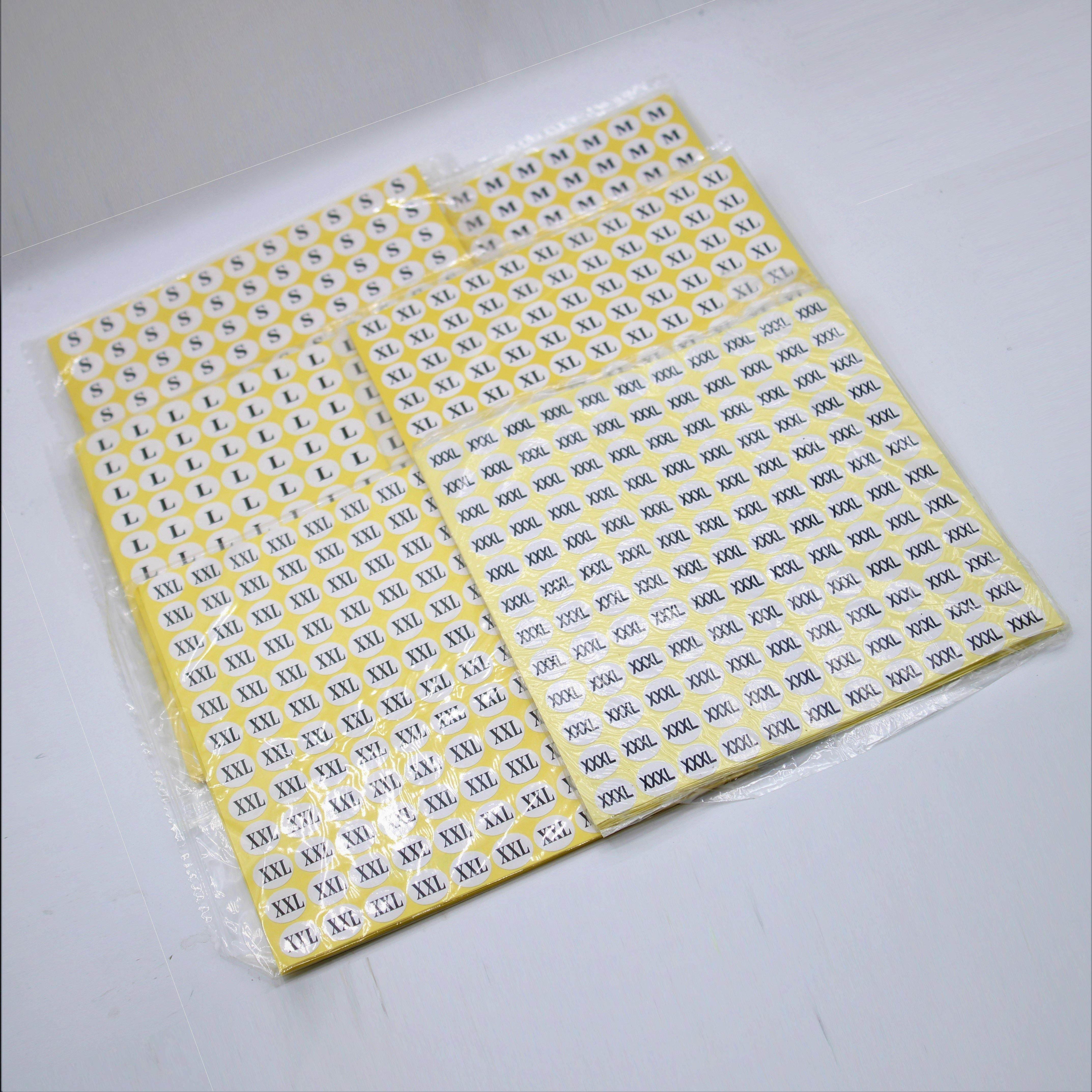 Page of 132 Size Labels for Clothes Paper Self Adhesive Sticker #HAB1x014 - ACCESSOIRES LEDUC BV