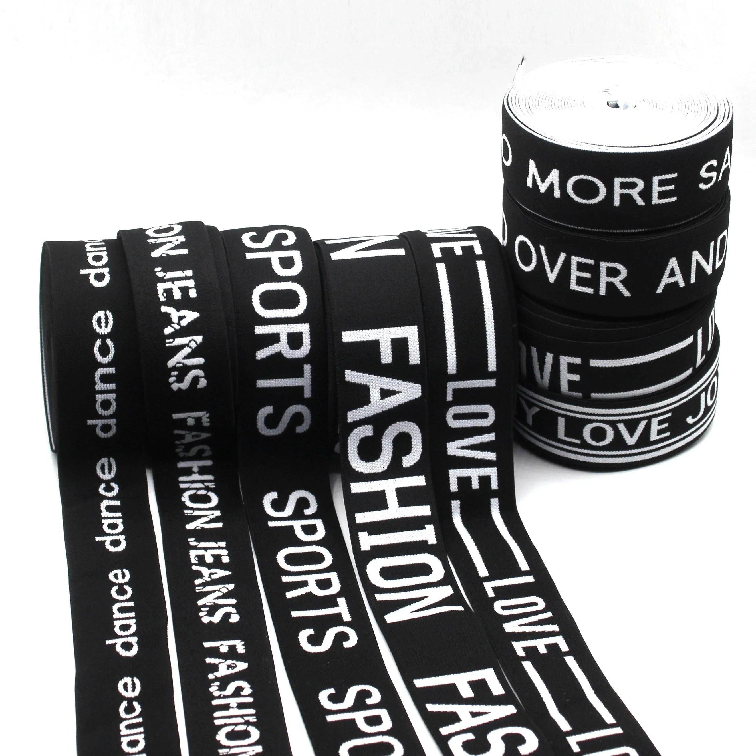 Black Elastic with Generic Logo 40mm #ELA3523 - ACCESSOIRES LEDUC BV