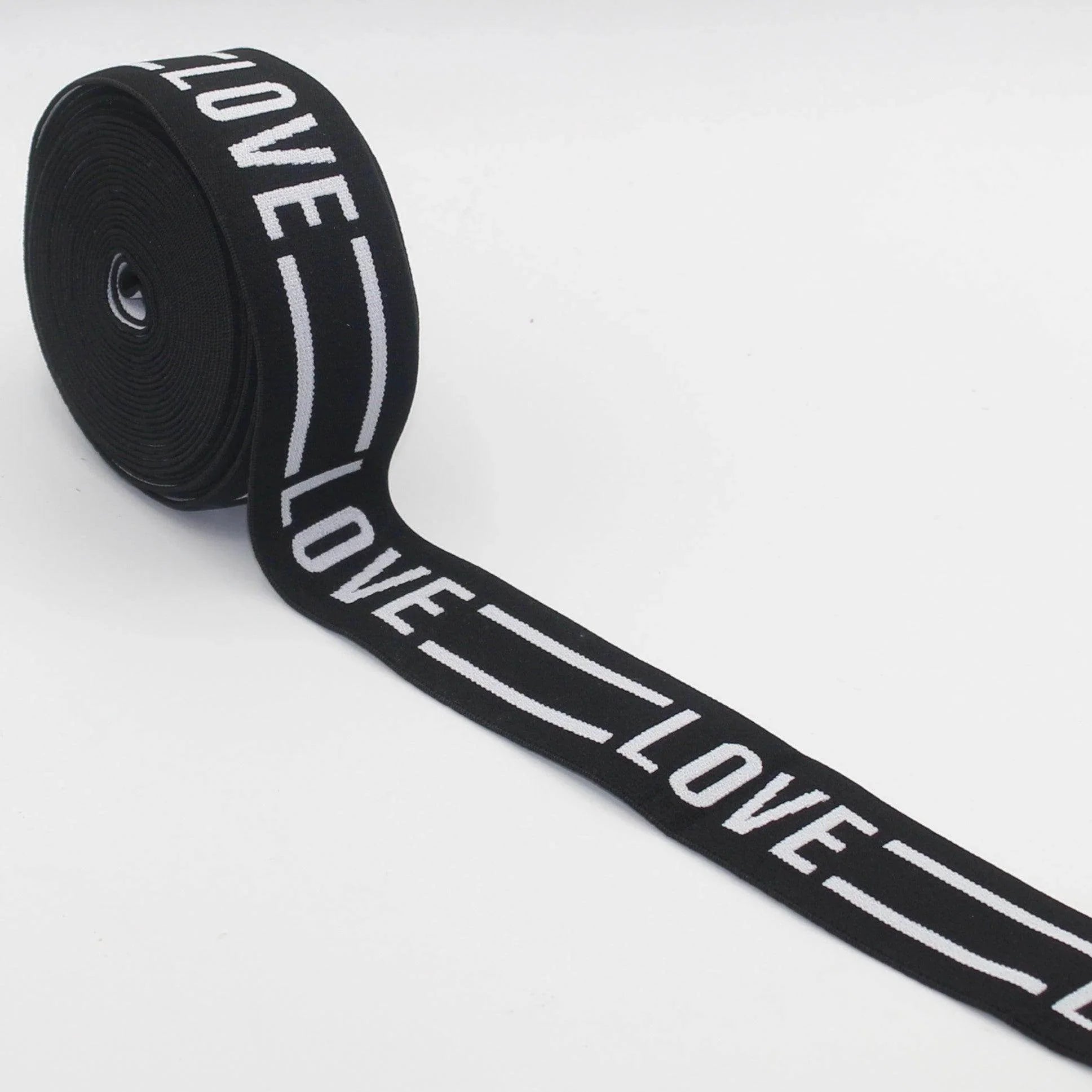 Black Elastic with Generic Logo 40mm #ELA3523 - ACCESSOIRES LEDUC BV