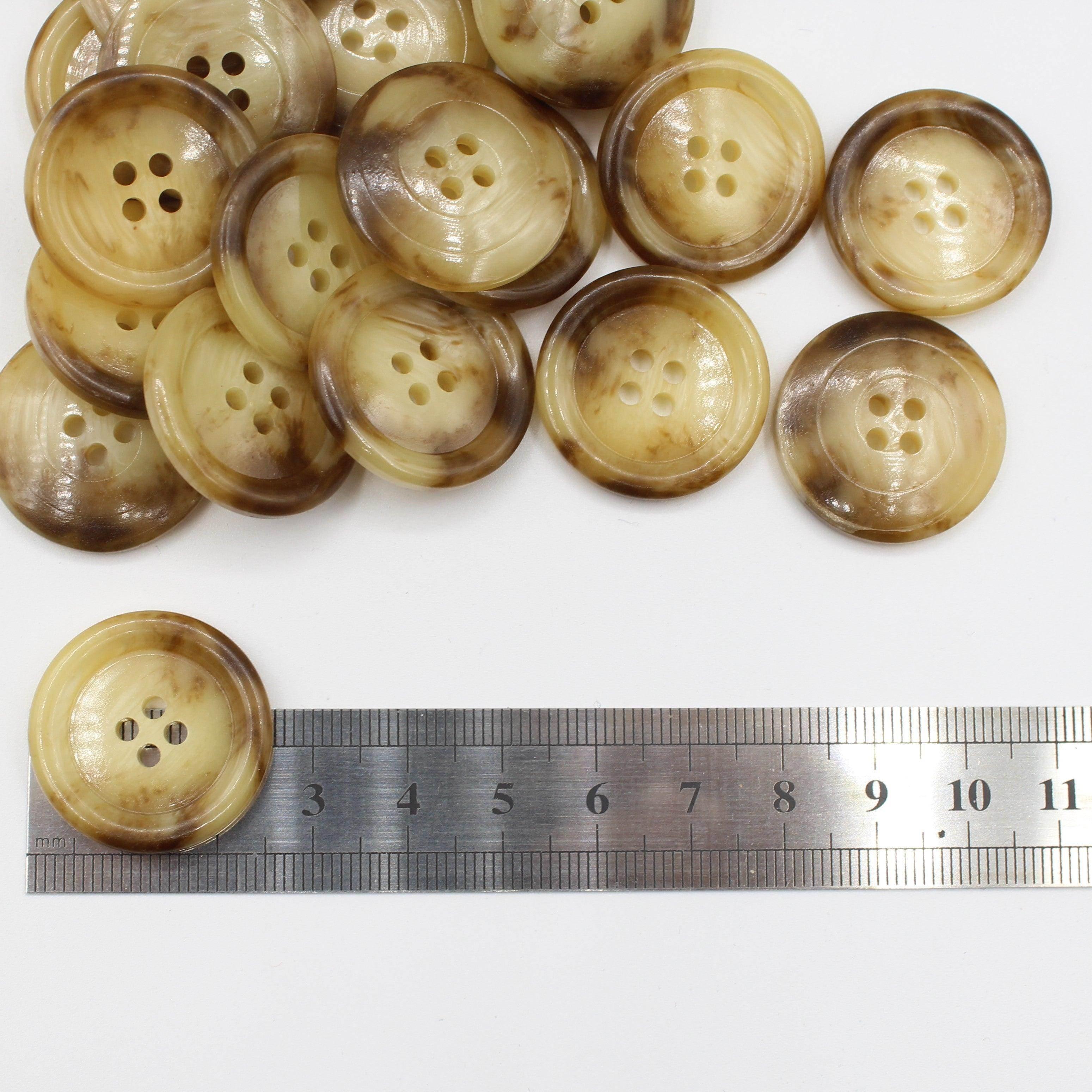 Polyester Marble Button 2 Colors Brown 4 Holes #KP44007 - ACCESSOIRES LEDUC BV