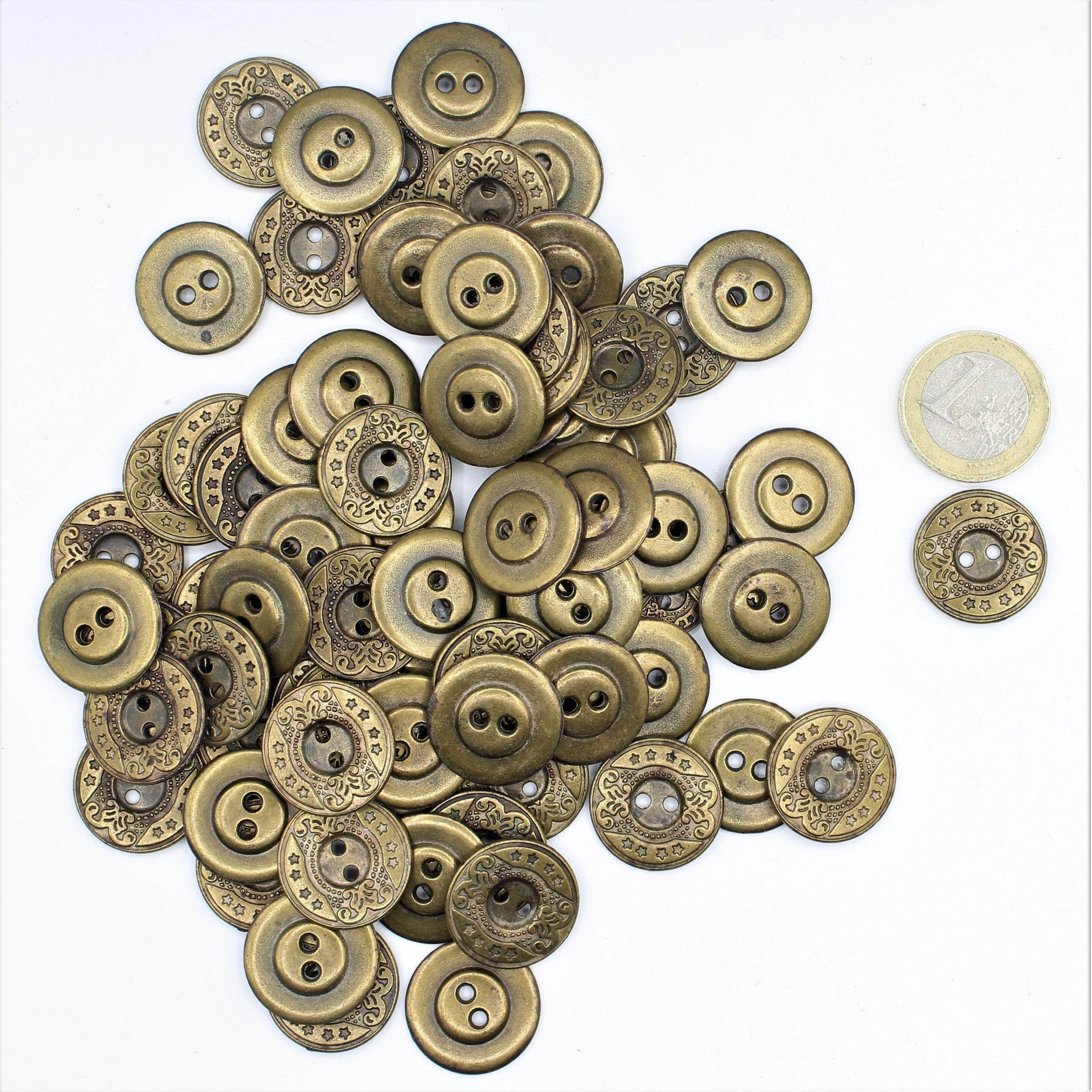Classic Saloon Bronze Metal 2 Holes Button #KM24007 - ACCESSOIRES LEDUC BV