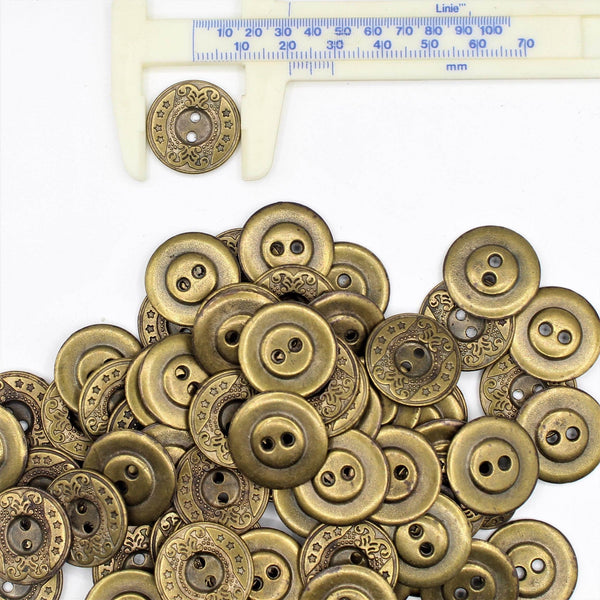 Classic Saloon Bronze Metal 2 Holes Button #KM24007 - ACCESSOIRES LEDUC BV