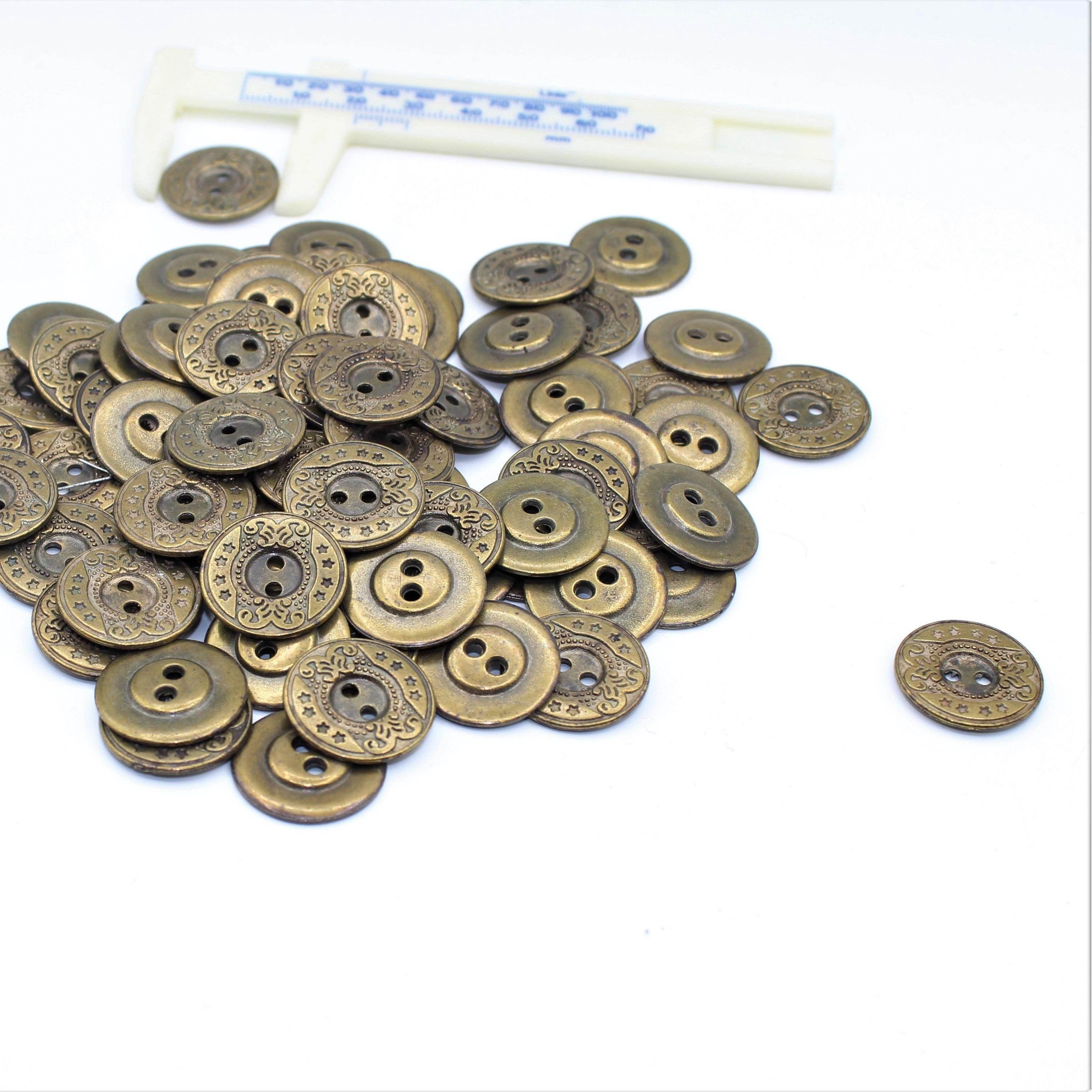 Classic Saloon Bronze Metal 2 Holes Button #KM24007 - ACCESSOIRES LEDUC BV