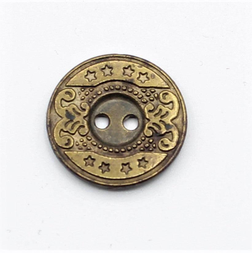 Classic Saloon Bronze Metal 2 Holes Button #KM24007 - ACCESSOIRES LEDUC BV
