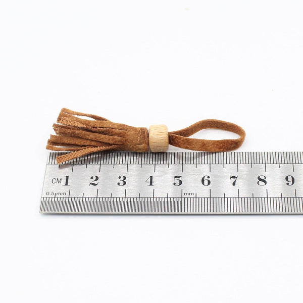 Tassel Faux Suede with Wooden Bead 7.5cm - ACCESSOIRES LEDUC BV