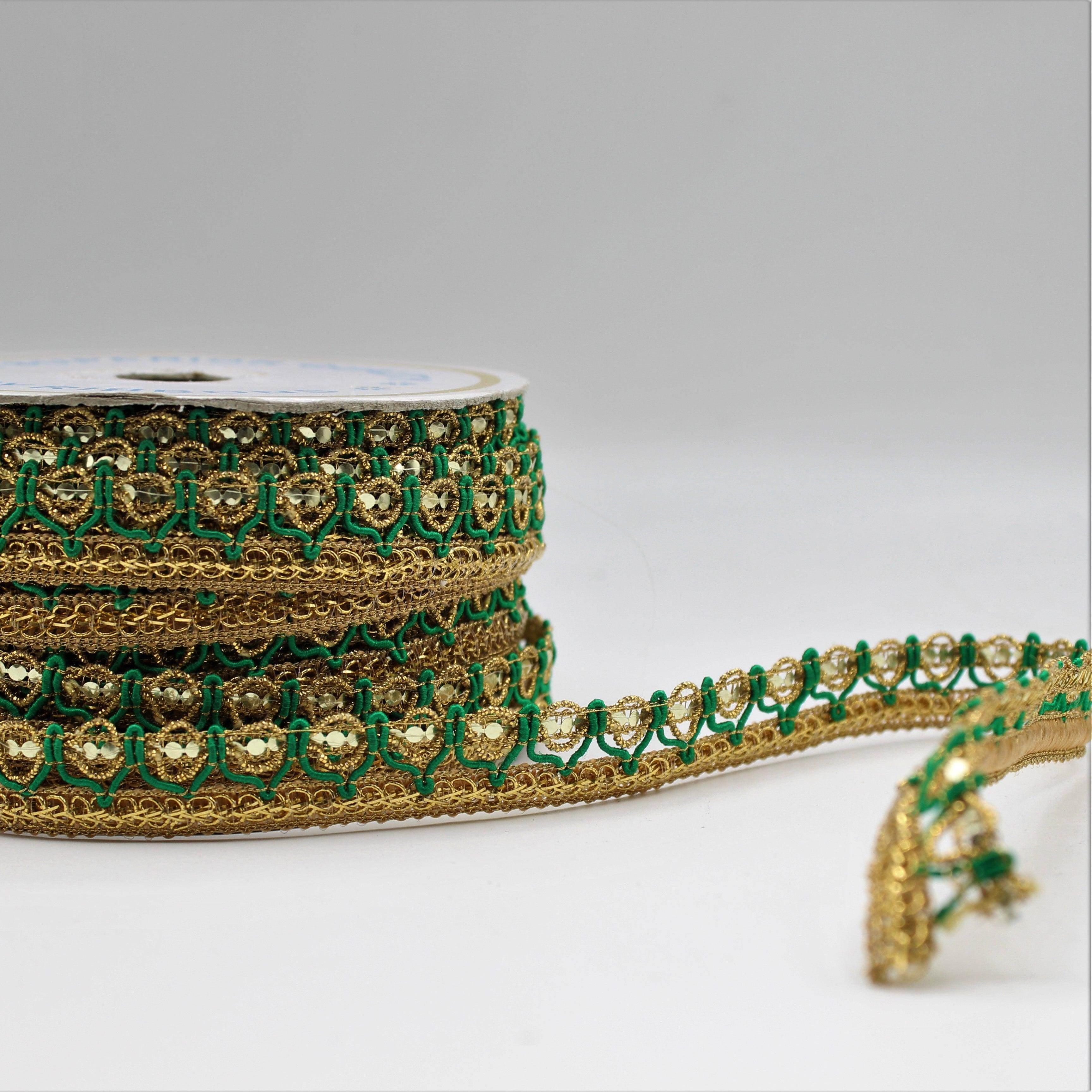 5 Meter Gold Fancy Ribbon in Different Colors with Strass Effect 10mm - ACCESSOIRES LEDUC BV