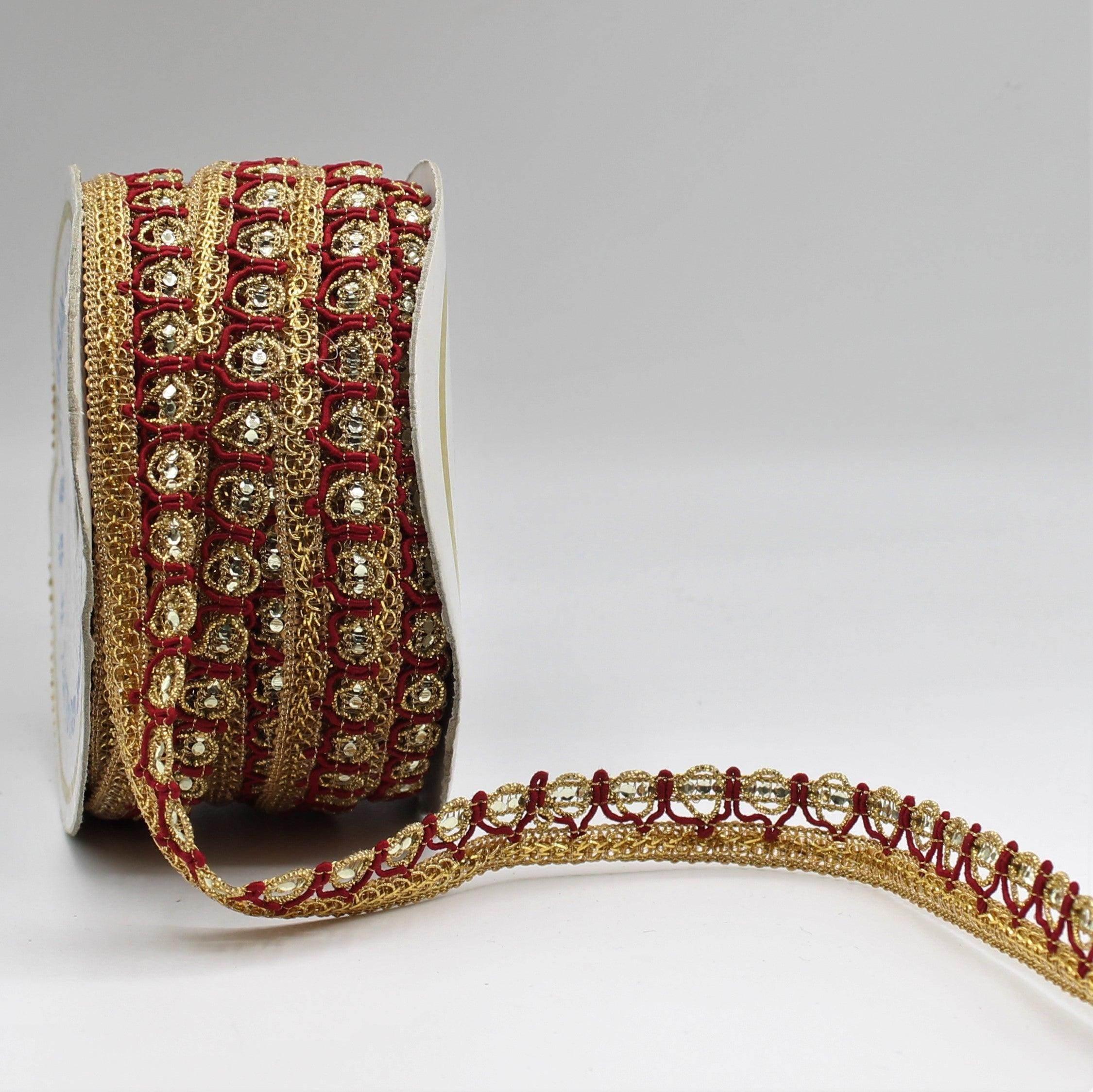 5 Meter Gold Fancy Ribbon in Different Colors with Strass Effect 10mm - ACCESSOIRES LEDUC BV