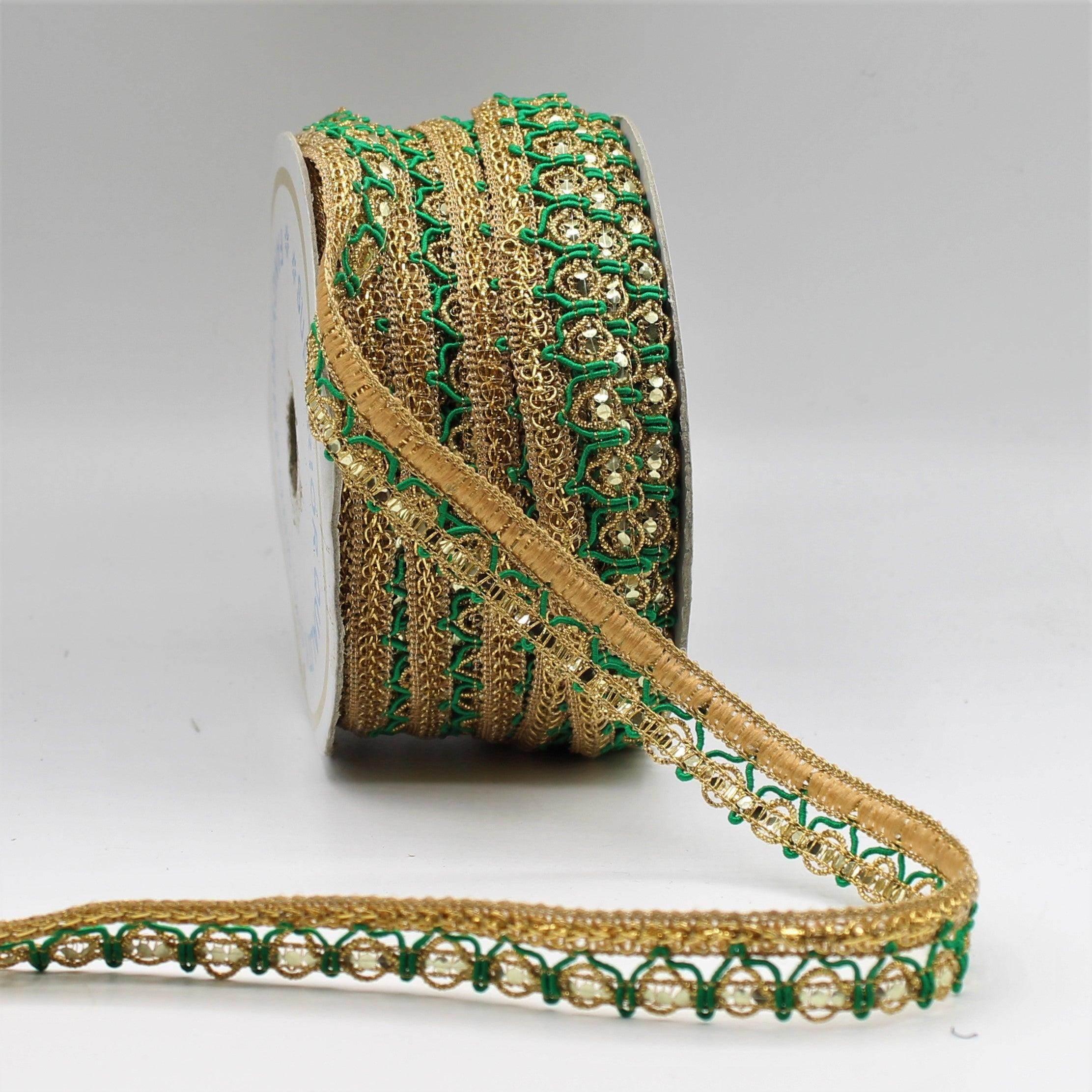 5 Meter Gold Fancy Ribbon in Different Colors with Strass Effect 10mm - ACCESSOIRES LEDUC BV