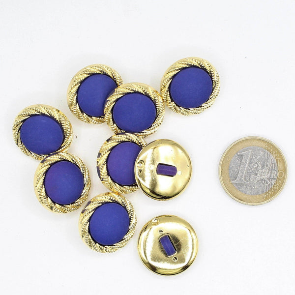 Gold Button with Spiral Circle ,Blue Core and Shank 20 mm - ACCESSOIRES LEDUC BV