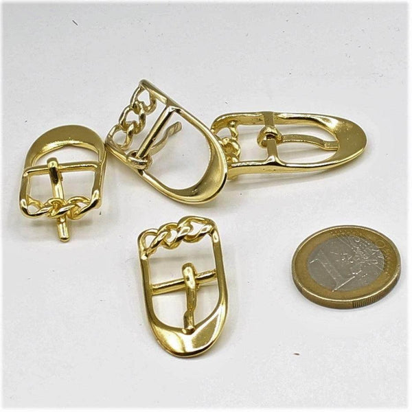 2x Gold Belt Buckles - 34x18mm - ACCESSOIRES LEDUC BV