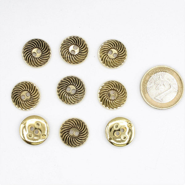 Gold or Silver Button with Spiral Pattern - ACCESSOIRES LEDUC BV