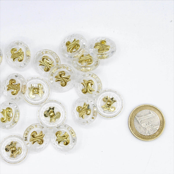 Transparent Button with Gold Pattern 18 and 21mm - ACCESSOIRES LEDUC BV