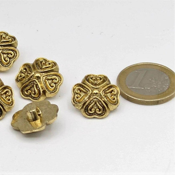 gold or silver button with heart patterns - ACCESSOIRES LEDUC BV